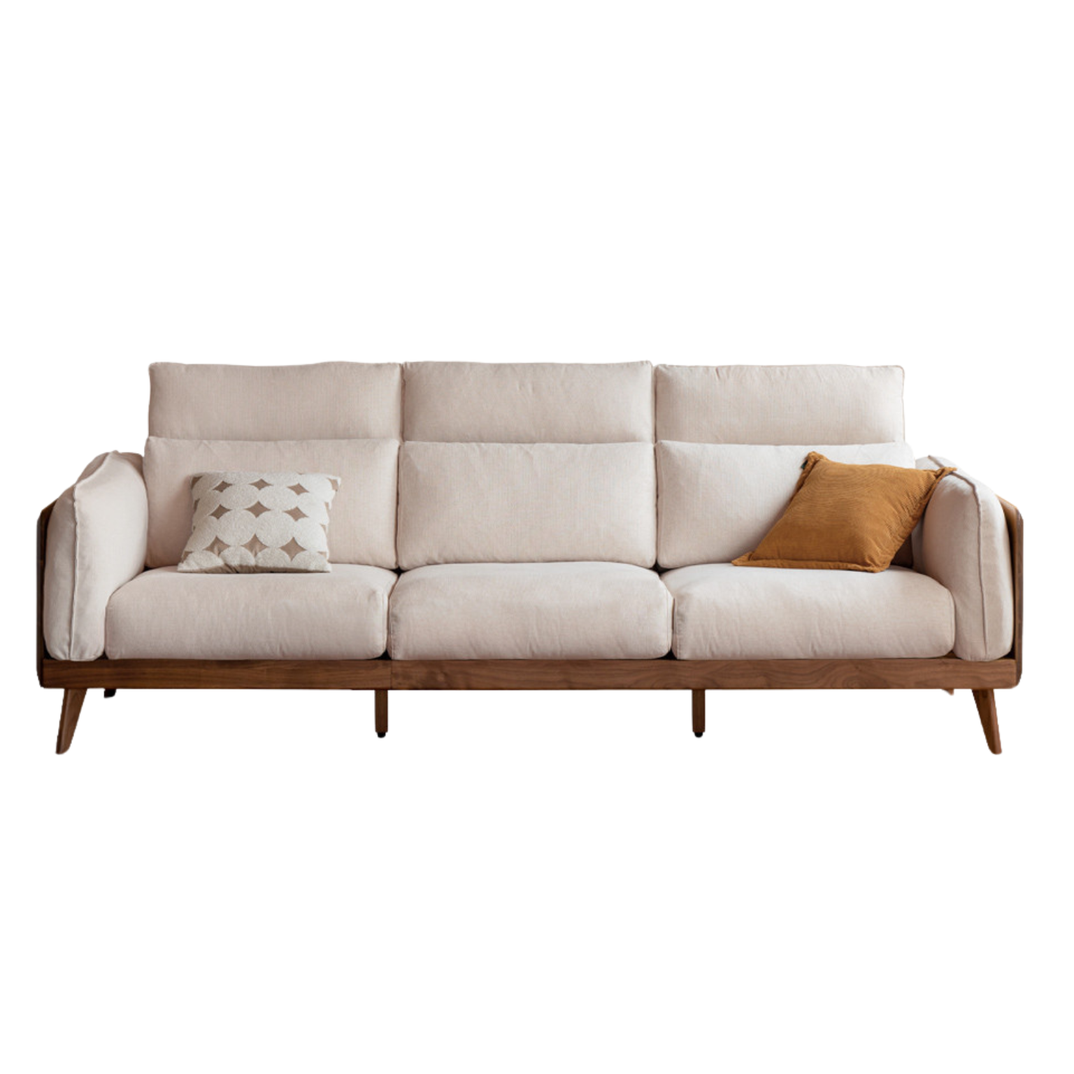 Black Walnut, Ash Solid Wood Genuine Leather Down Sofa.