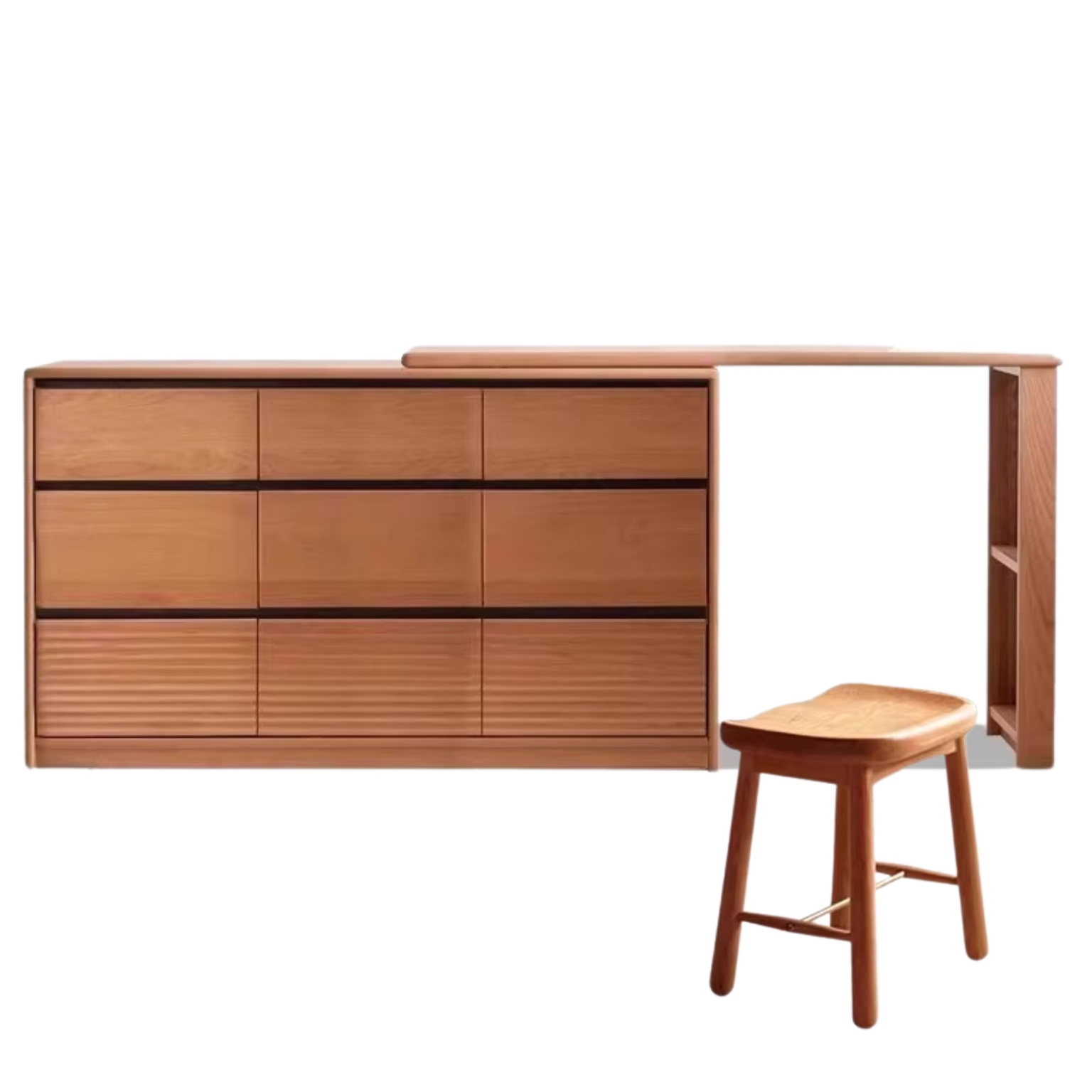 Сherry Solid Wood Retro Corner Dressing Table.
