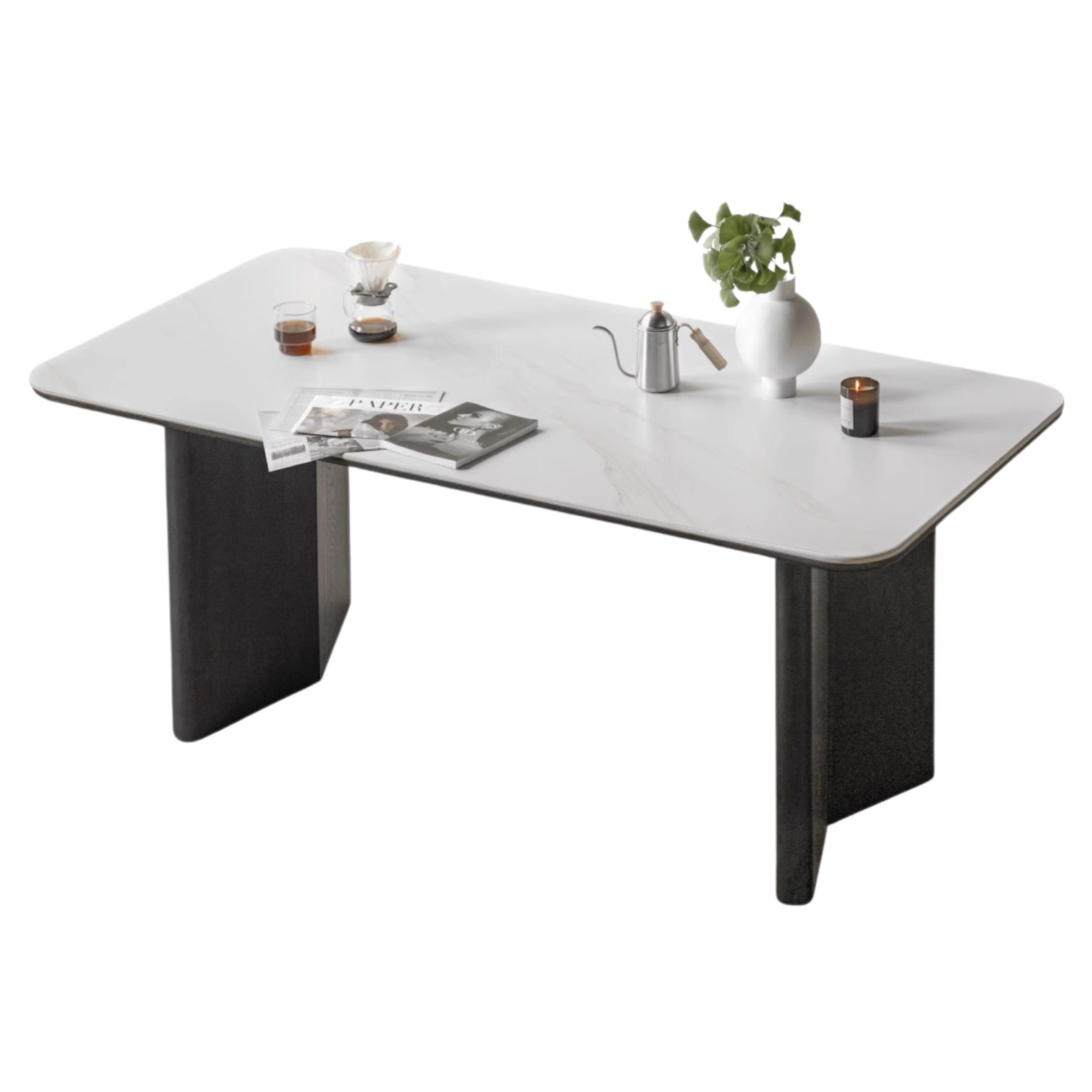 Oak Solid Wood, Solid Rubberwood Slate Italian Dining Table