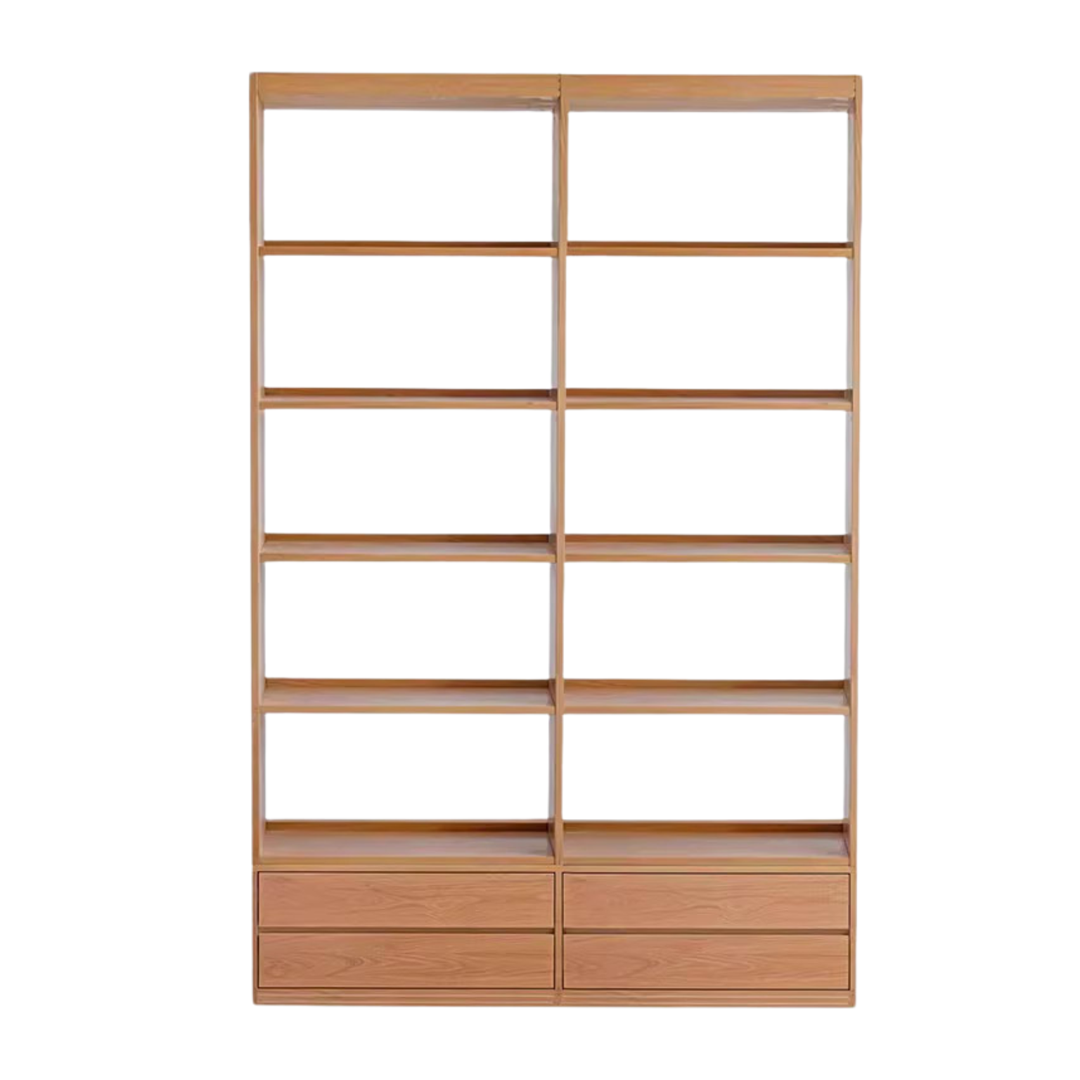 Oak Solid Wood Floor To Ceiling Bookshelves