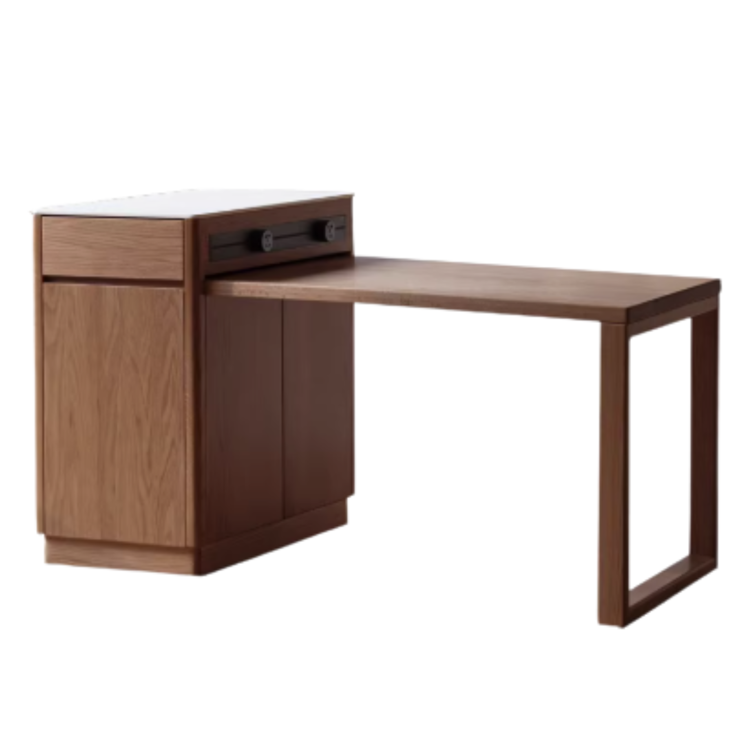 Oak Solid Wood Telescopic Island Rock Plate Dining Table
