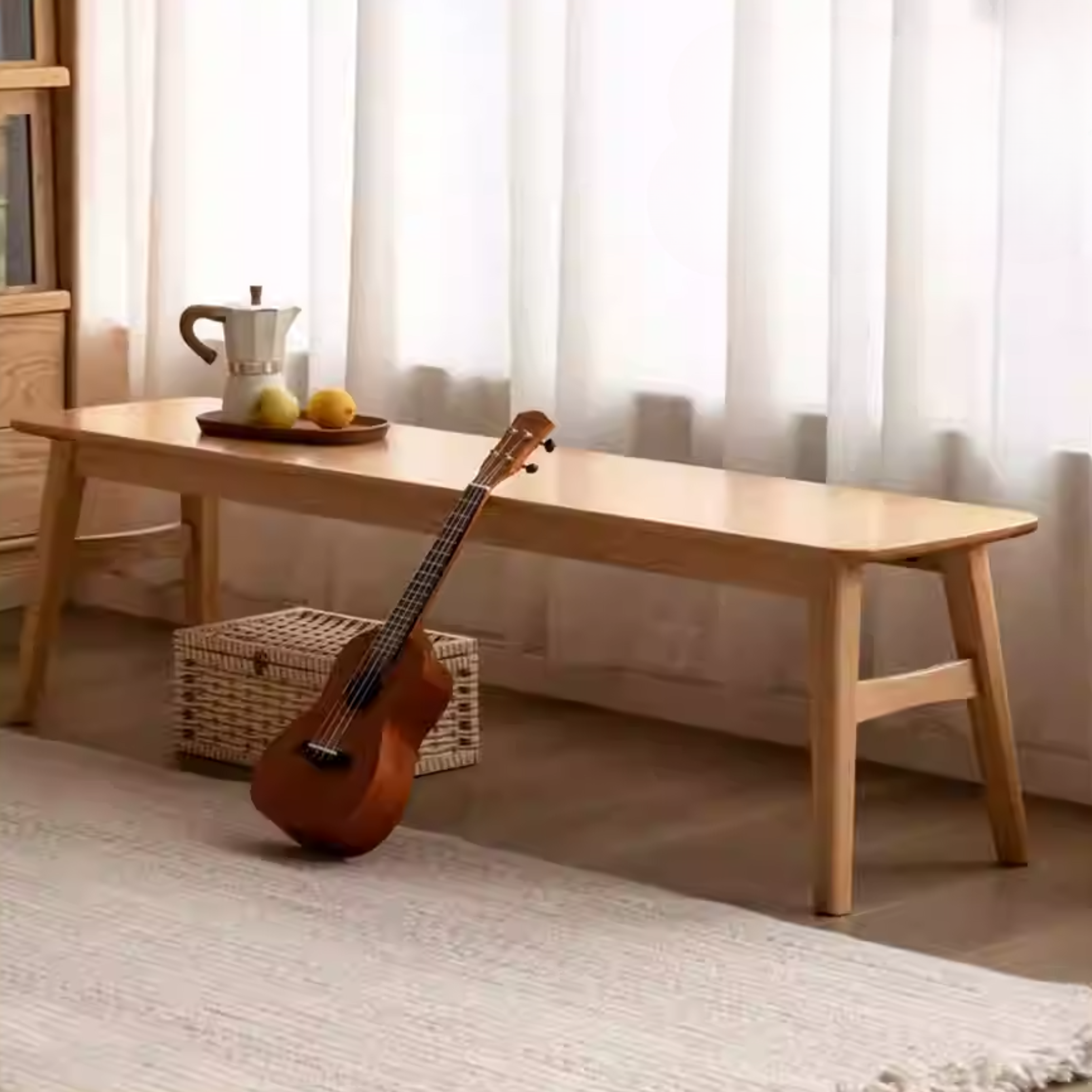 Oak Solid Wood Modern Long Bench
