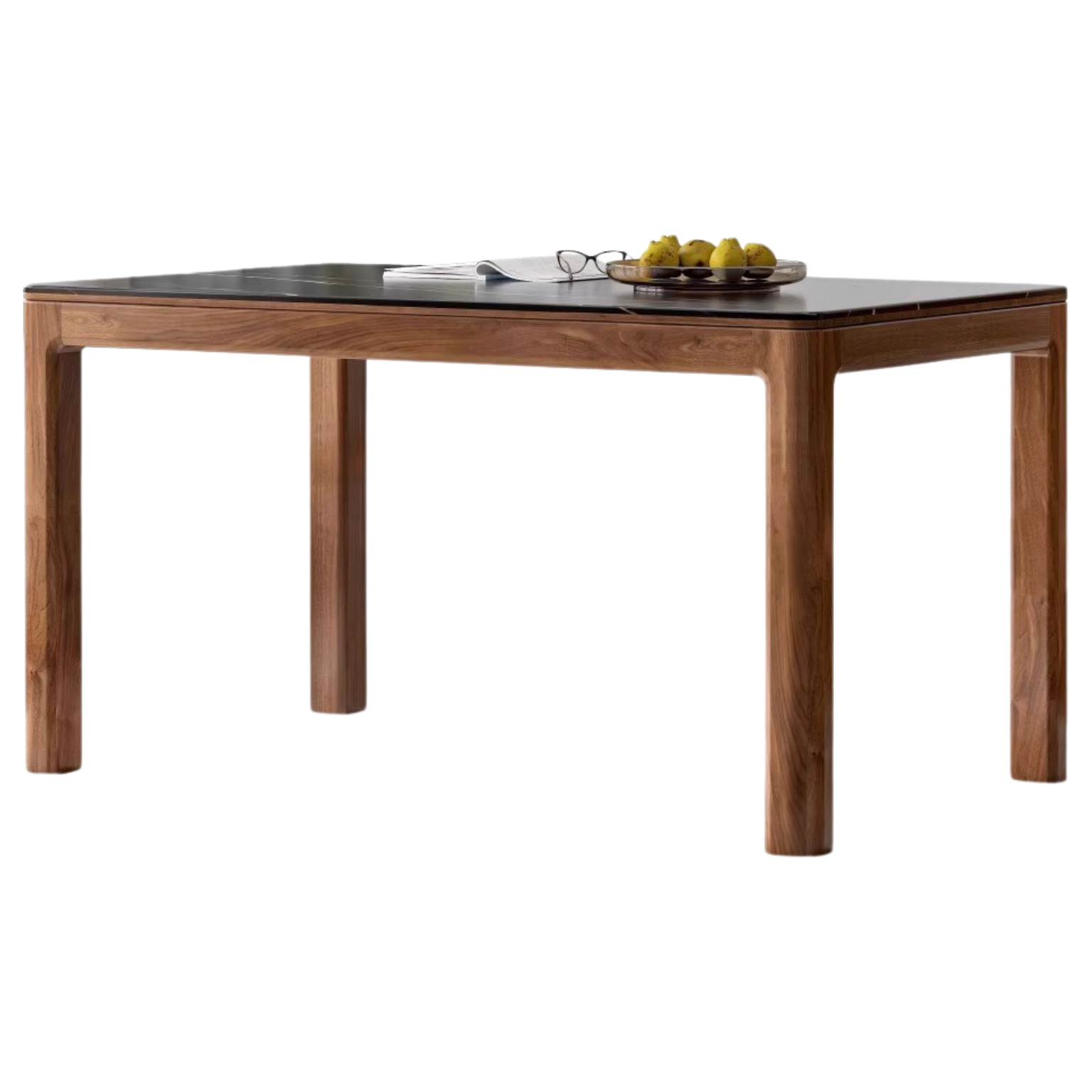 Black Walnut, Sandalwood Solid Wood Rock Slab Dining Table