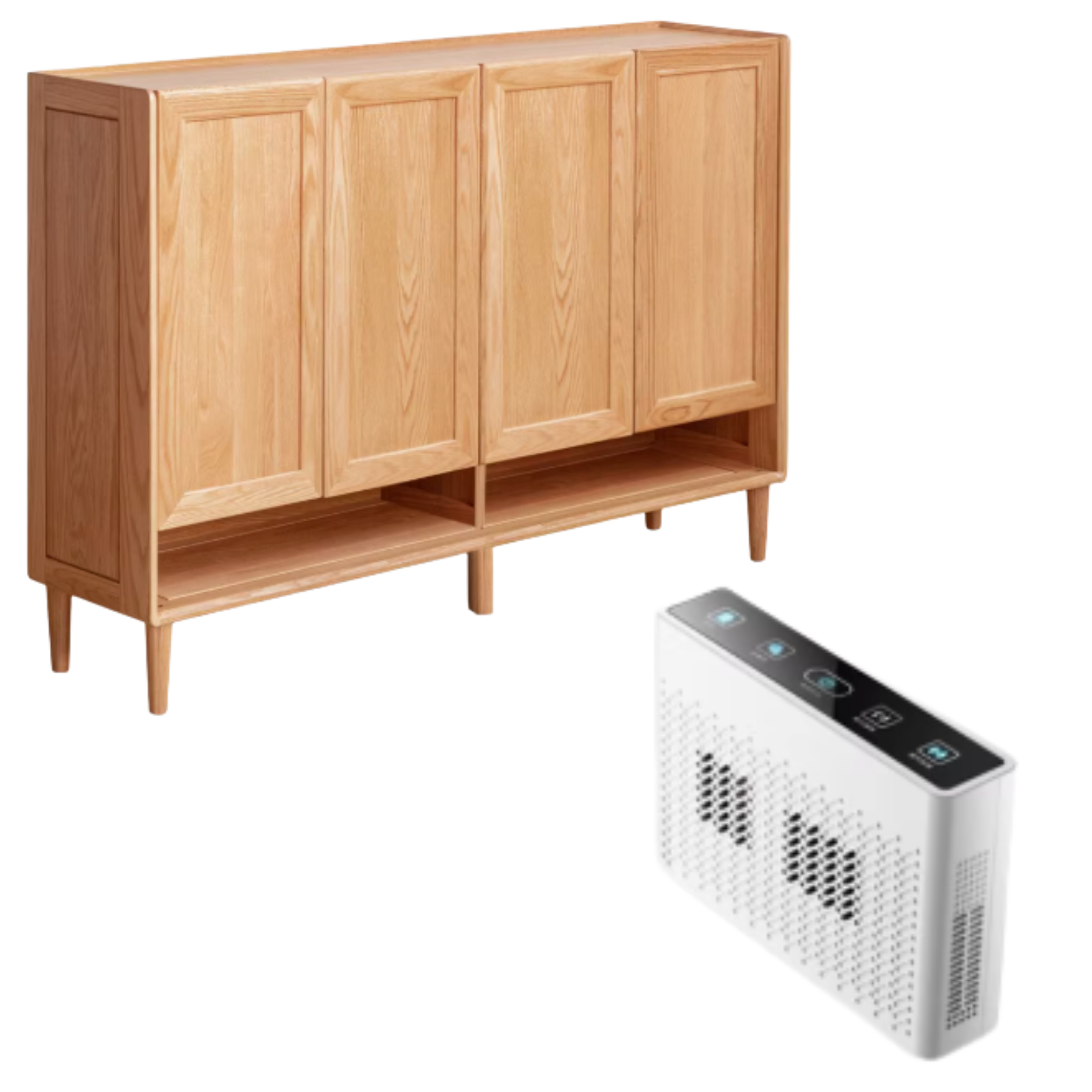 Oak Solid Wood, Solid Rubberwood Shoe Cabinet, Shoe Changing