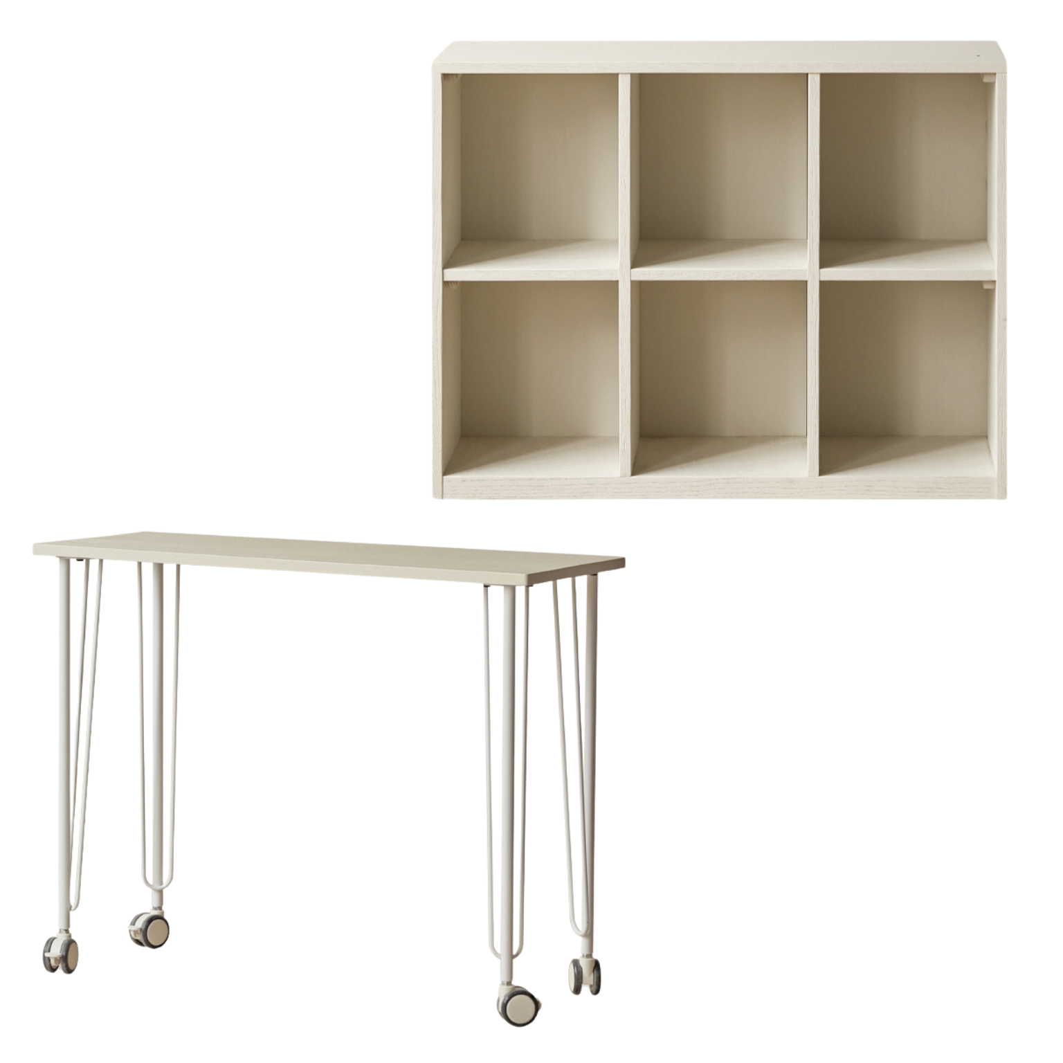 Oak Solid Wood Bookcase Cream Office Desk