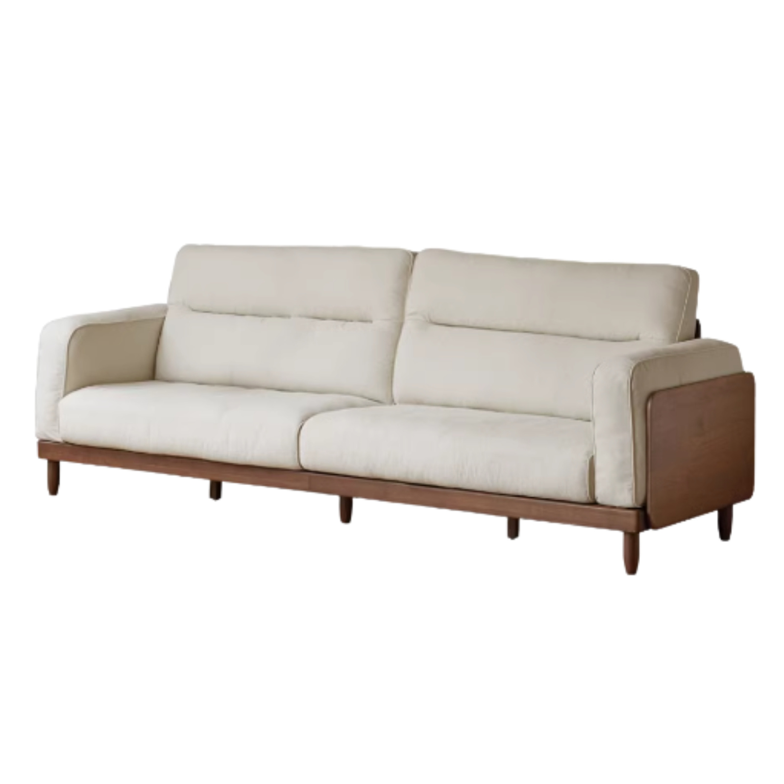 Black Walnut, Ash, Solid Sandalwood Wood Sofa with Genuine Top-Grain Yellow Cowhide Leather,fabrics