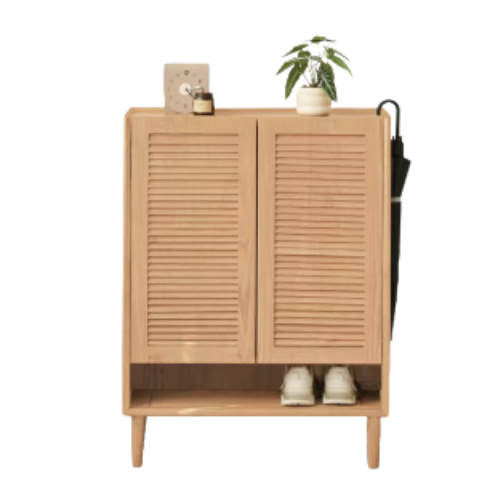 Oak, Solid Rubber Wood Modern Shoe Cabinet