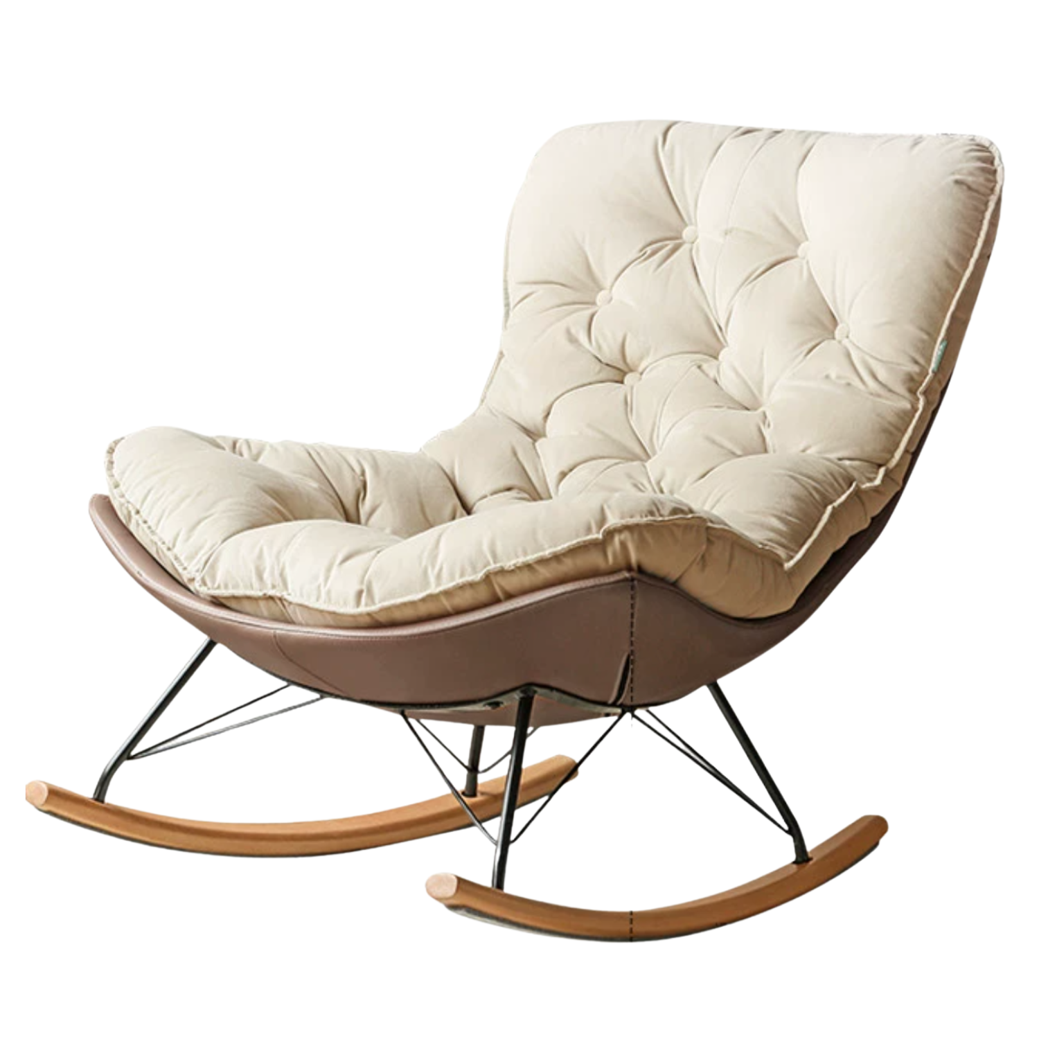 Solid Wood Modern Eggshell Rocking Chair beech legs