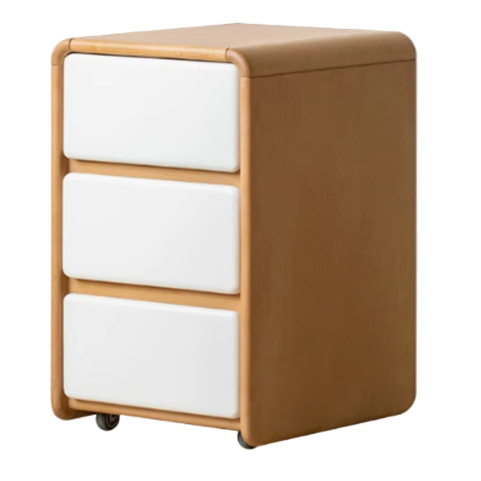 Rubberwood Solid Wood 3-Drawer Mobile File Pedestal Cabinet with Casters
