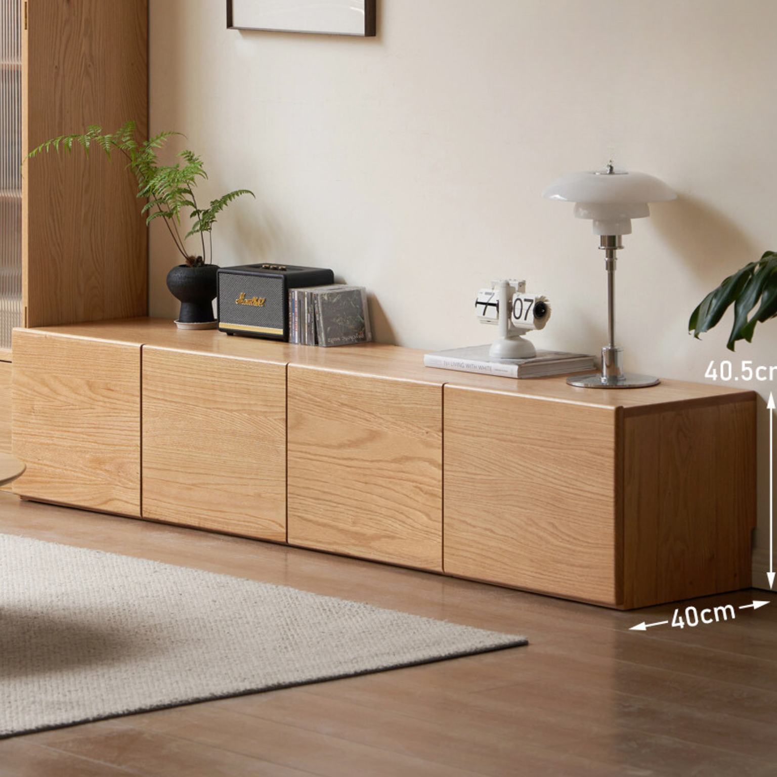 Oak Solid Wood Floor Storage TV Cabinet.