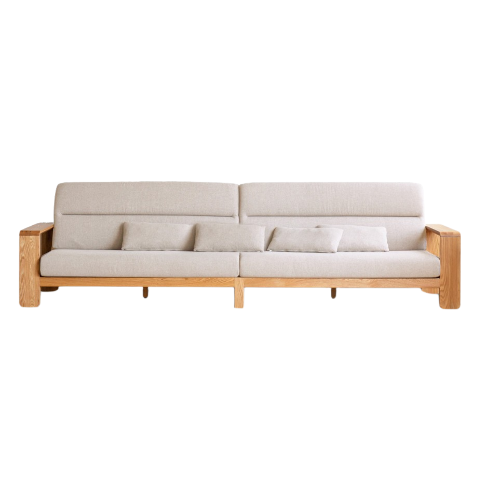 Oak Solid Wood Modern Log Style Corner Fabric Sofa.