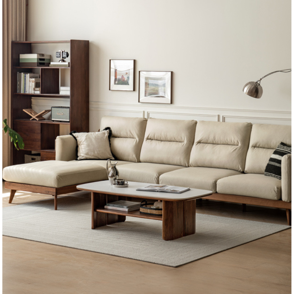 Black Walnut Solid Wood Sofa,Technology Cloth, Fabric.