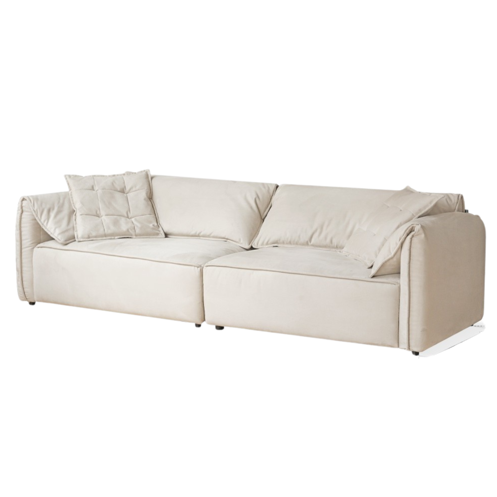 Fabric Modern Tofu Block Elephant Ear Down Sofa.