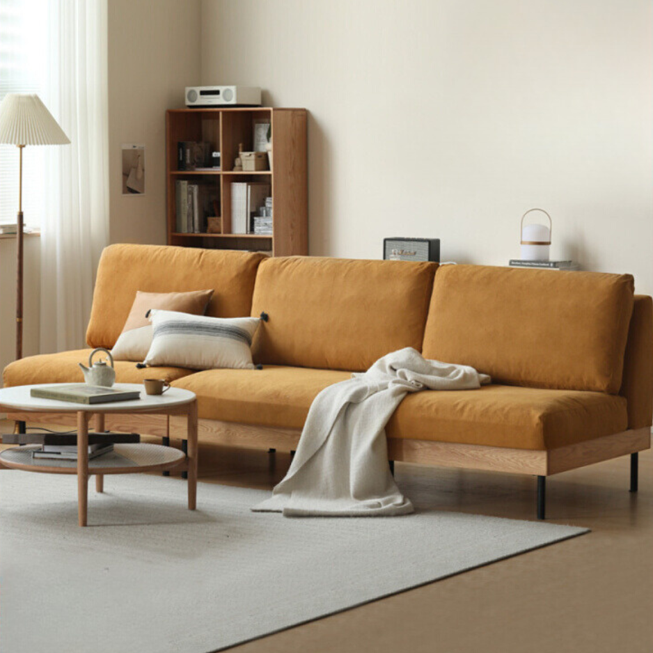 Oak Solid Wood Corner Down Sofa Japanese Style.