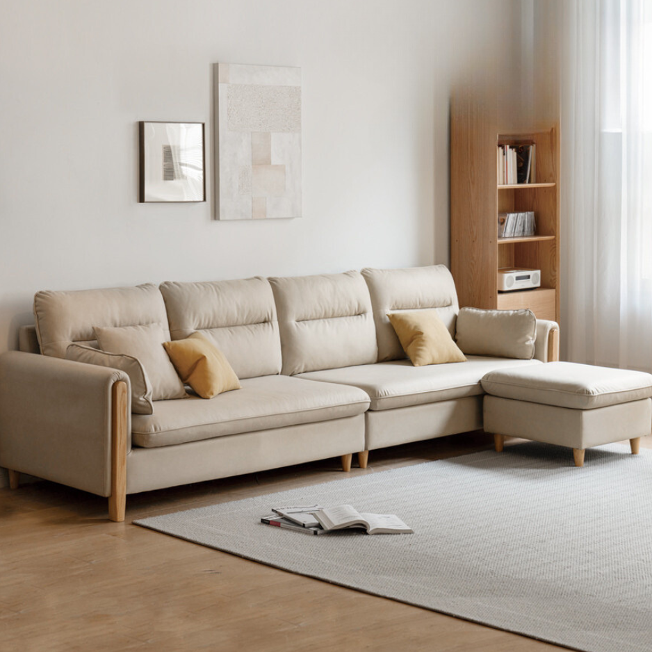 Ash Solid Wood Technology Fabric Corner Sofa.