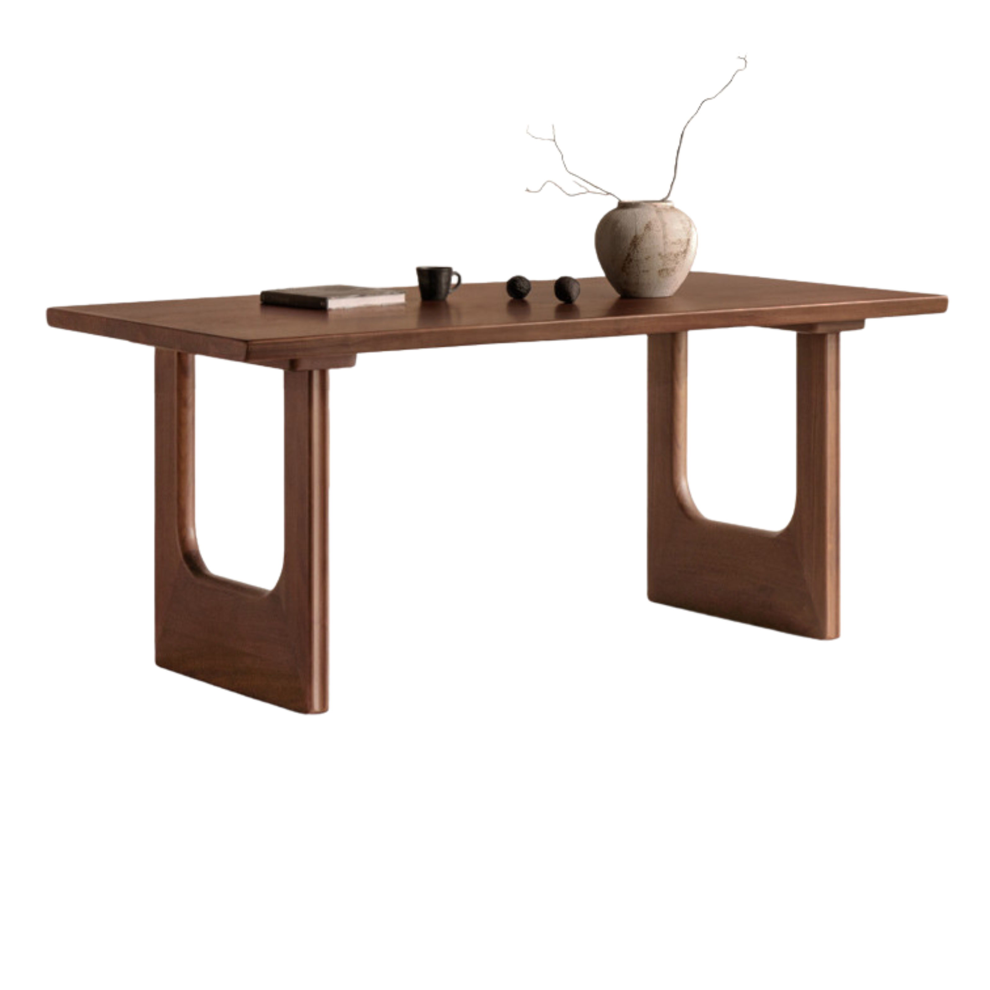 Black Walnut, Sandalwood Solid Wood Wabi Sabi Style Large Board Dining Table