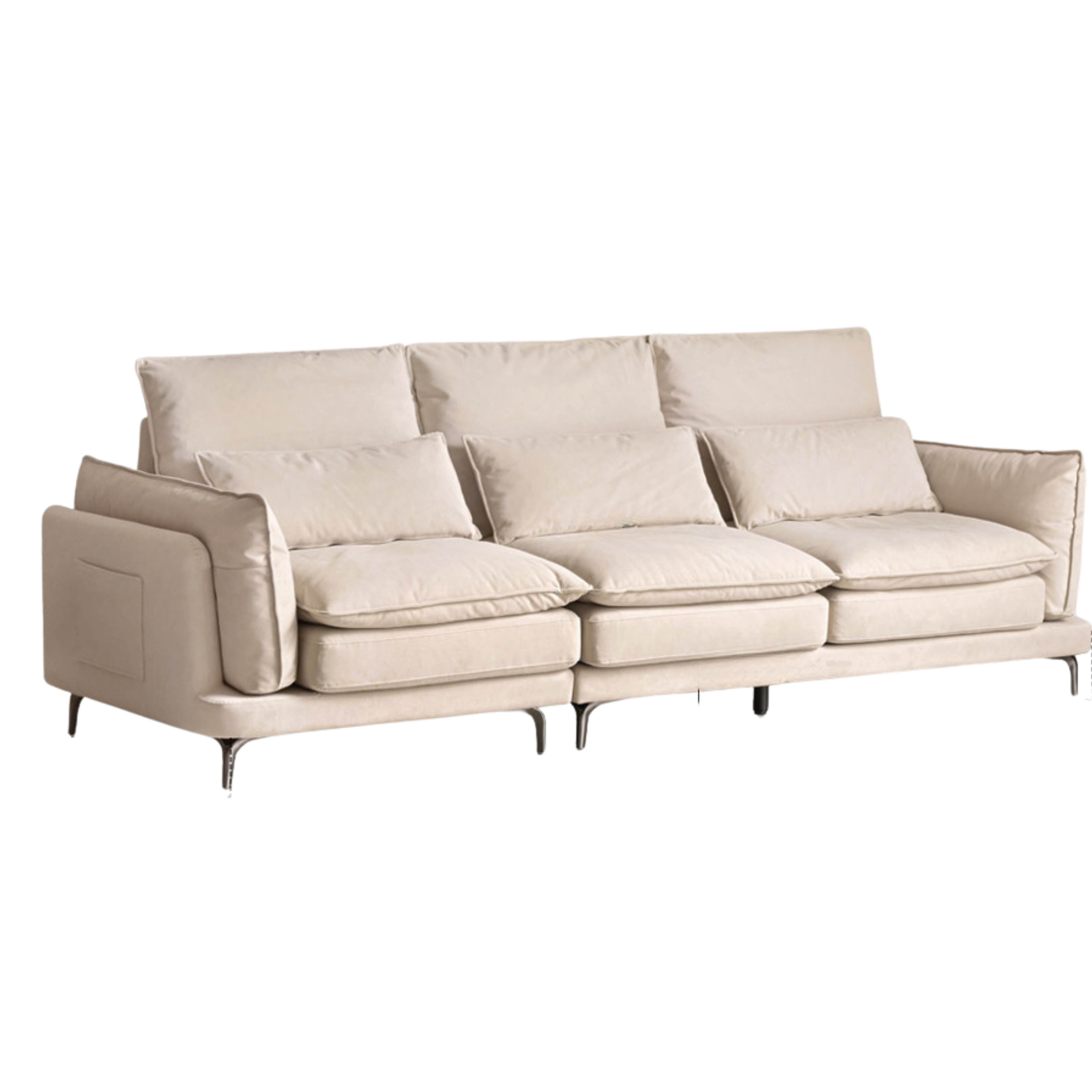 High-Back Modern Fabric Sofa with Scratch-Resistant Upholstery