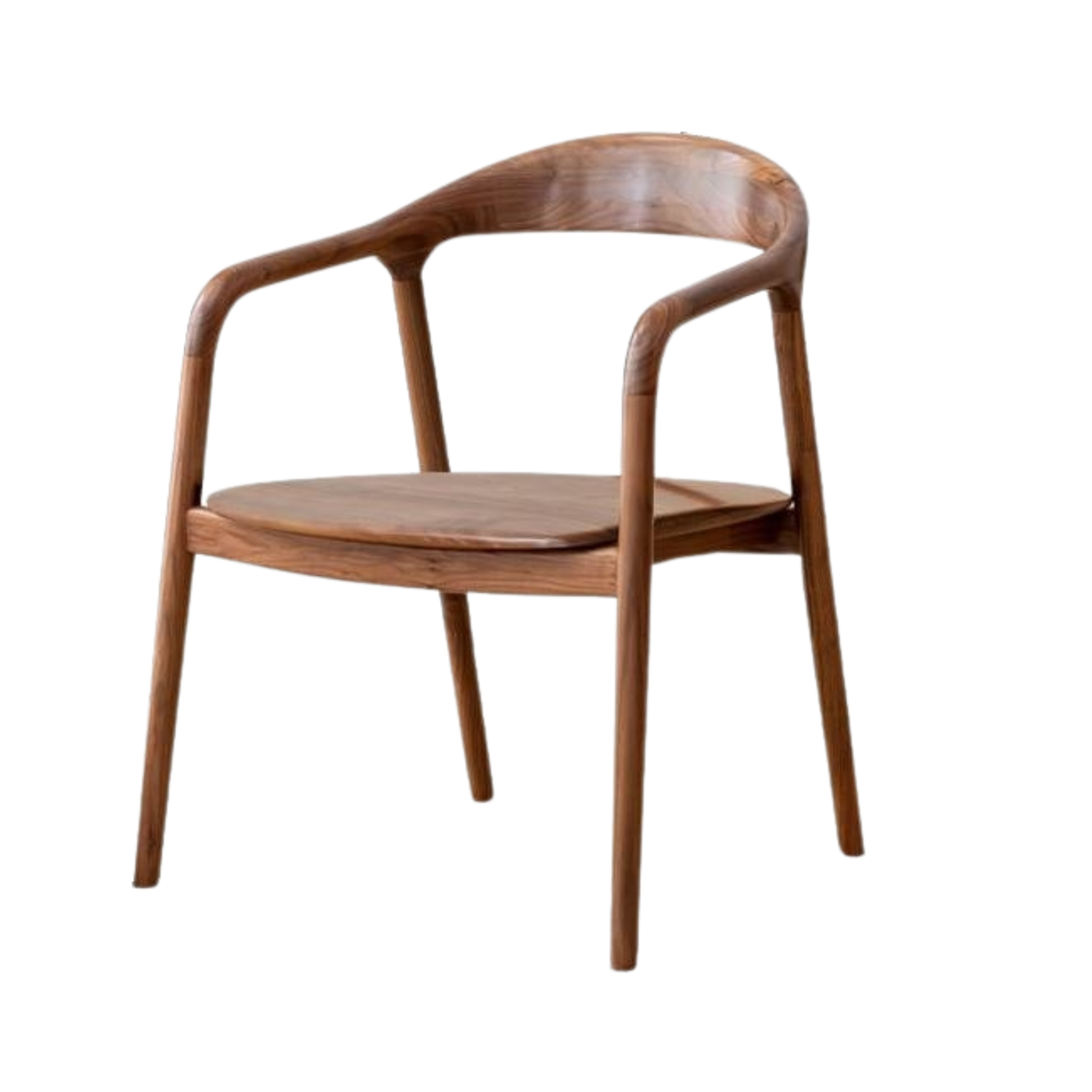 Ash, White Ash, Black Walnut Solid Wood Armchair, Scandinavian Modern Curved Back Accent Chair
