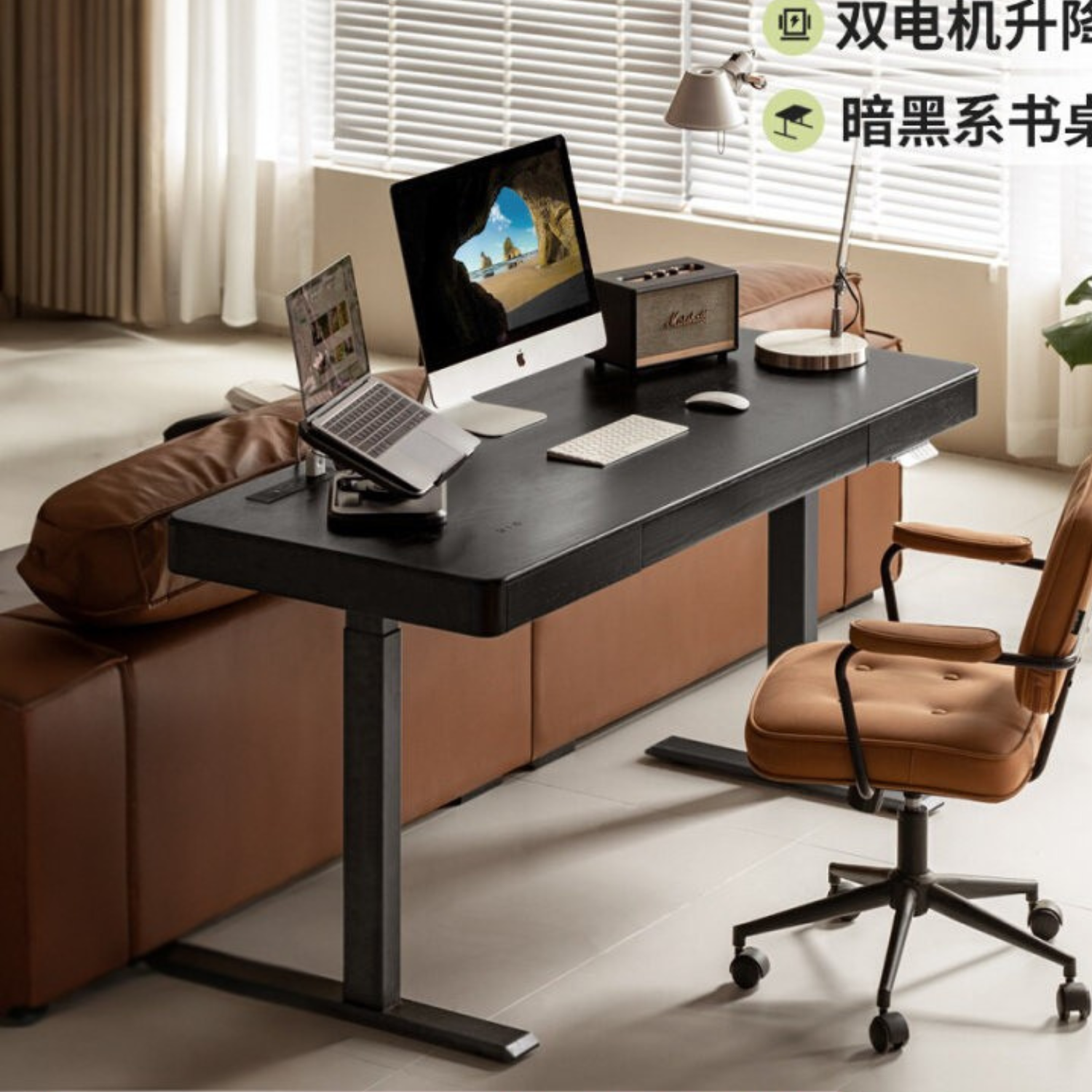 Oak Solid Wood Electric Lift Desk