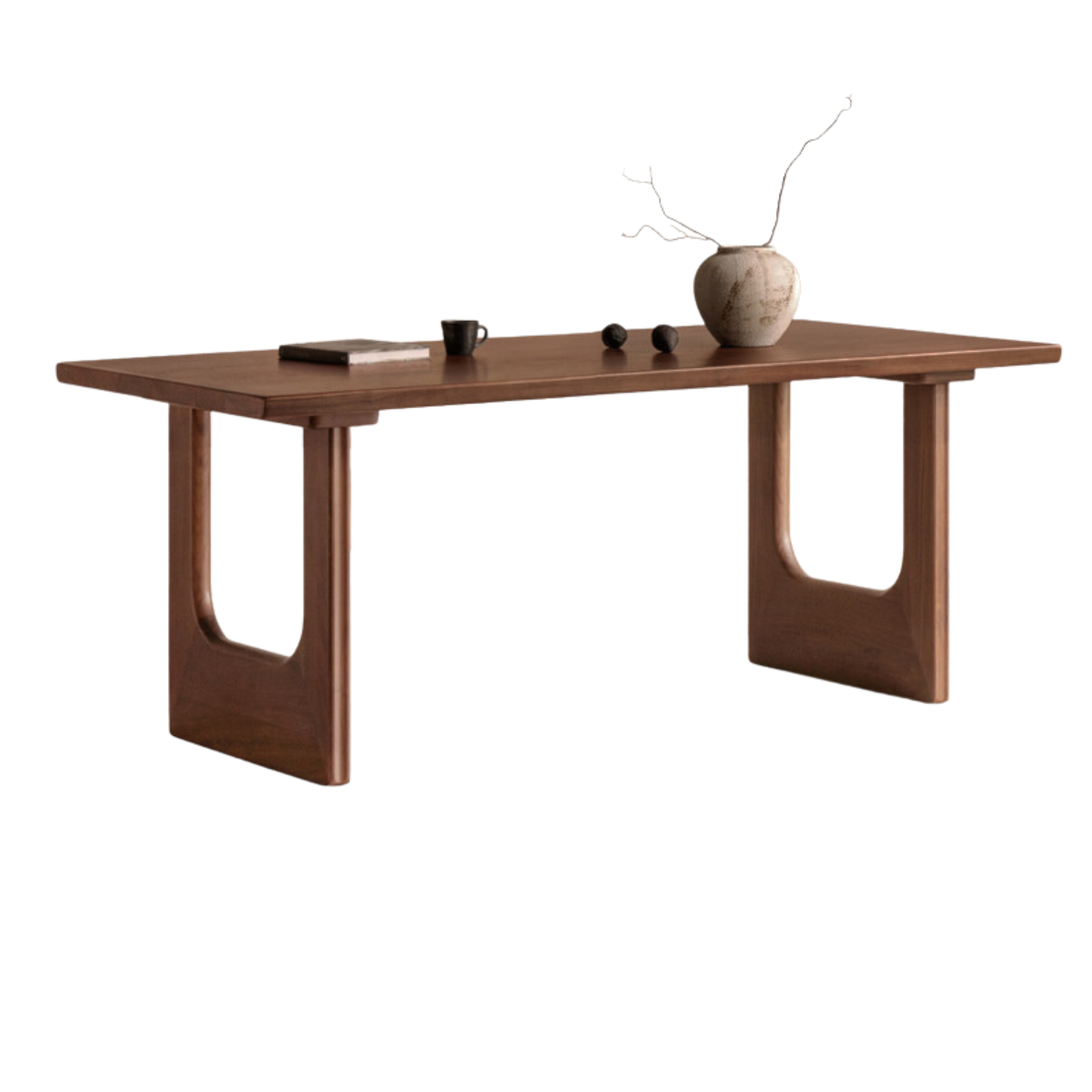 Black Walnut, Sandalwood Solid Wood Wabi Sabi Style Large Board Dining Table