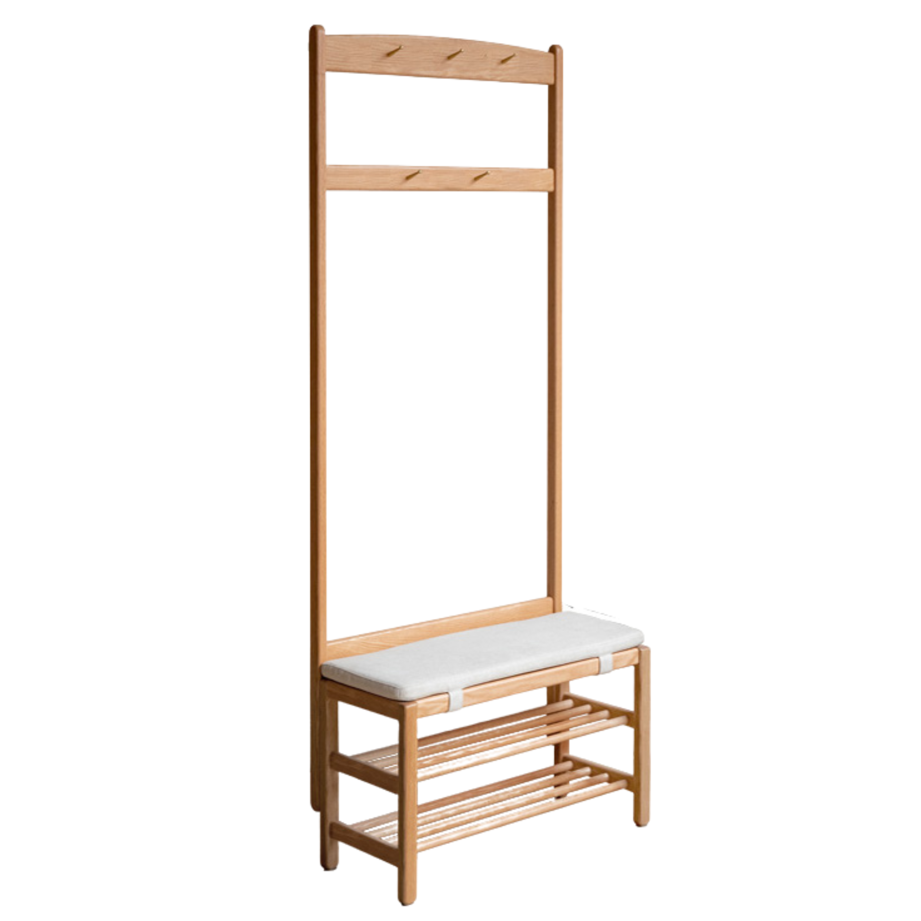 Oak, Beech Solid Wood Shoe Bench With Hanger