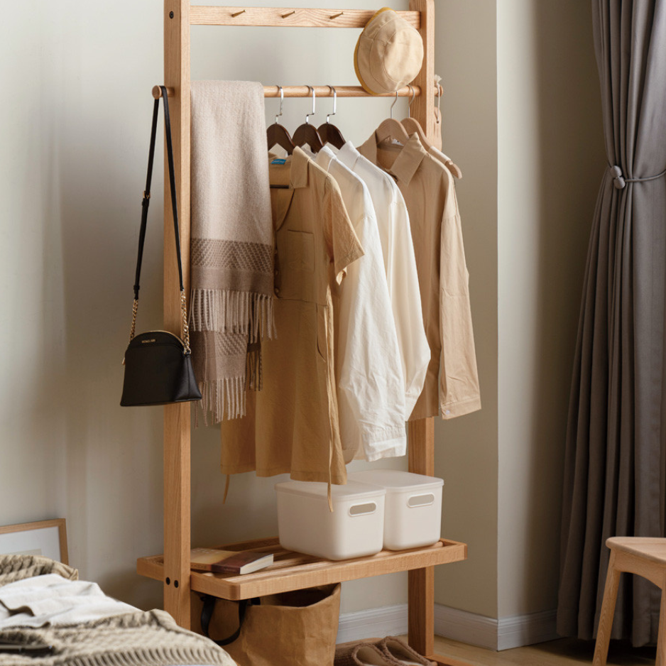 Oak Solid Wood Clothes Rack Hanger