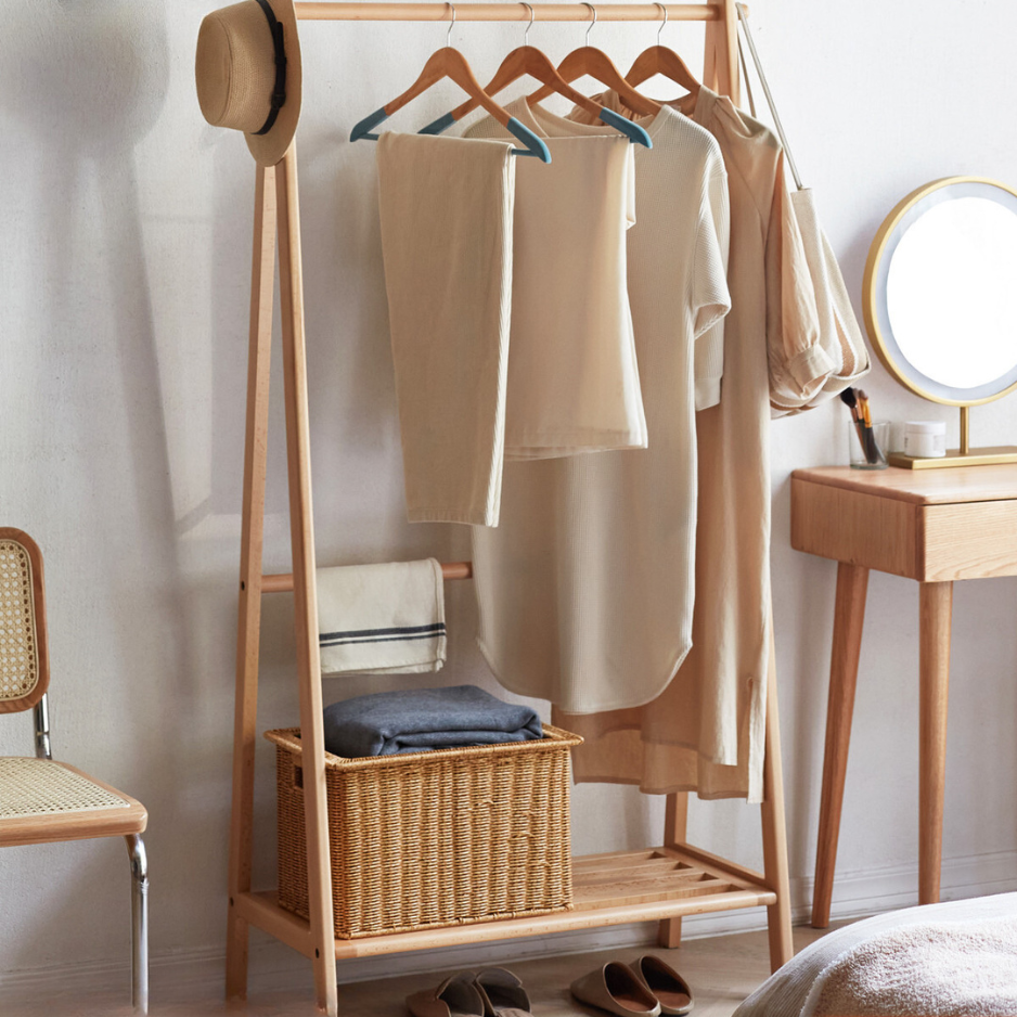 European Beech Solid Wood Clothes Rack Floor-Standing Coat Rack