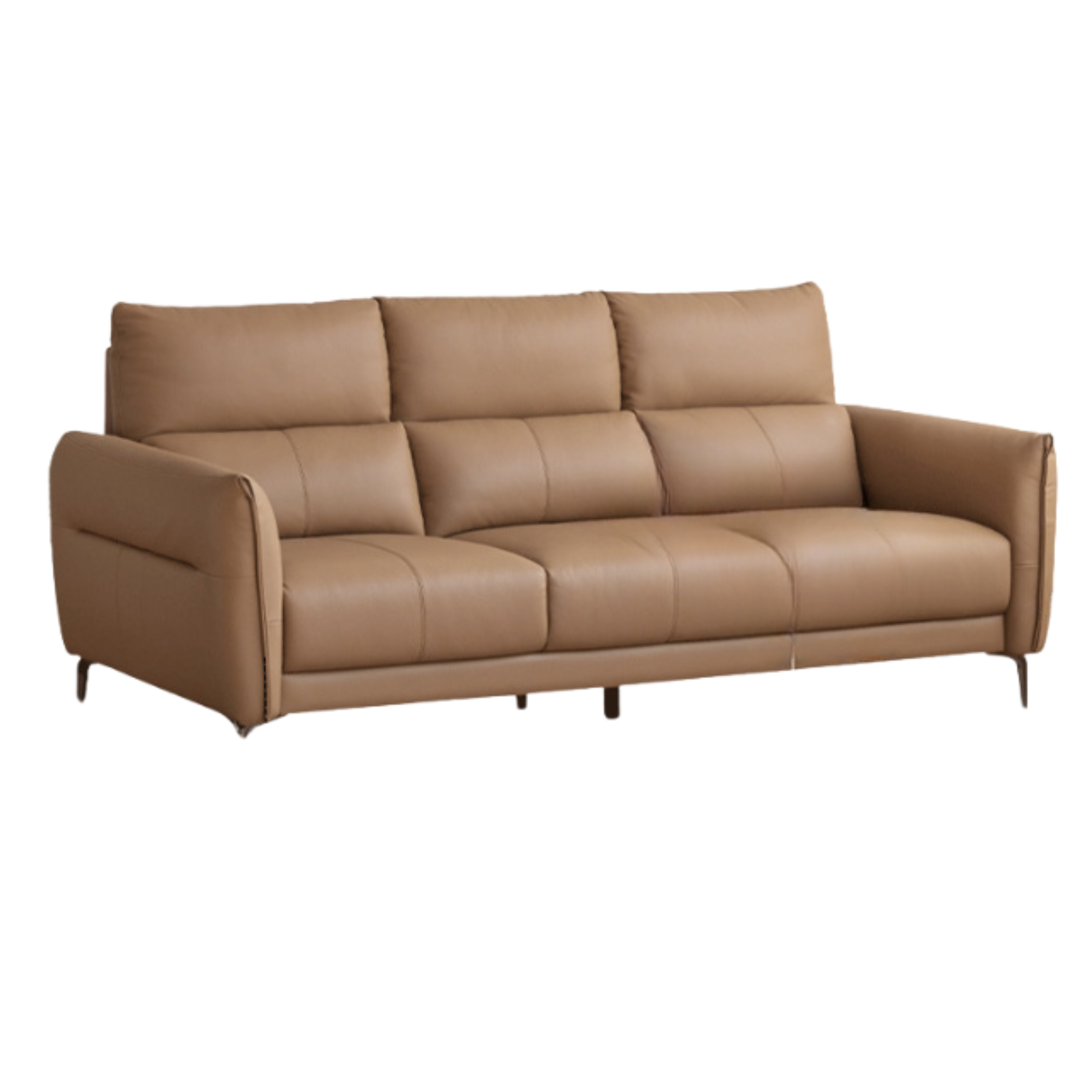 Genuine Leather High-Back Modern Sofa