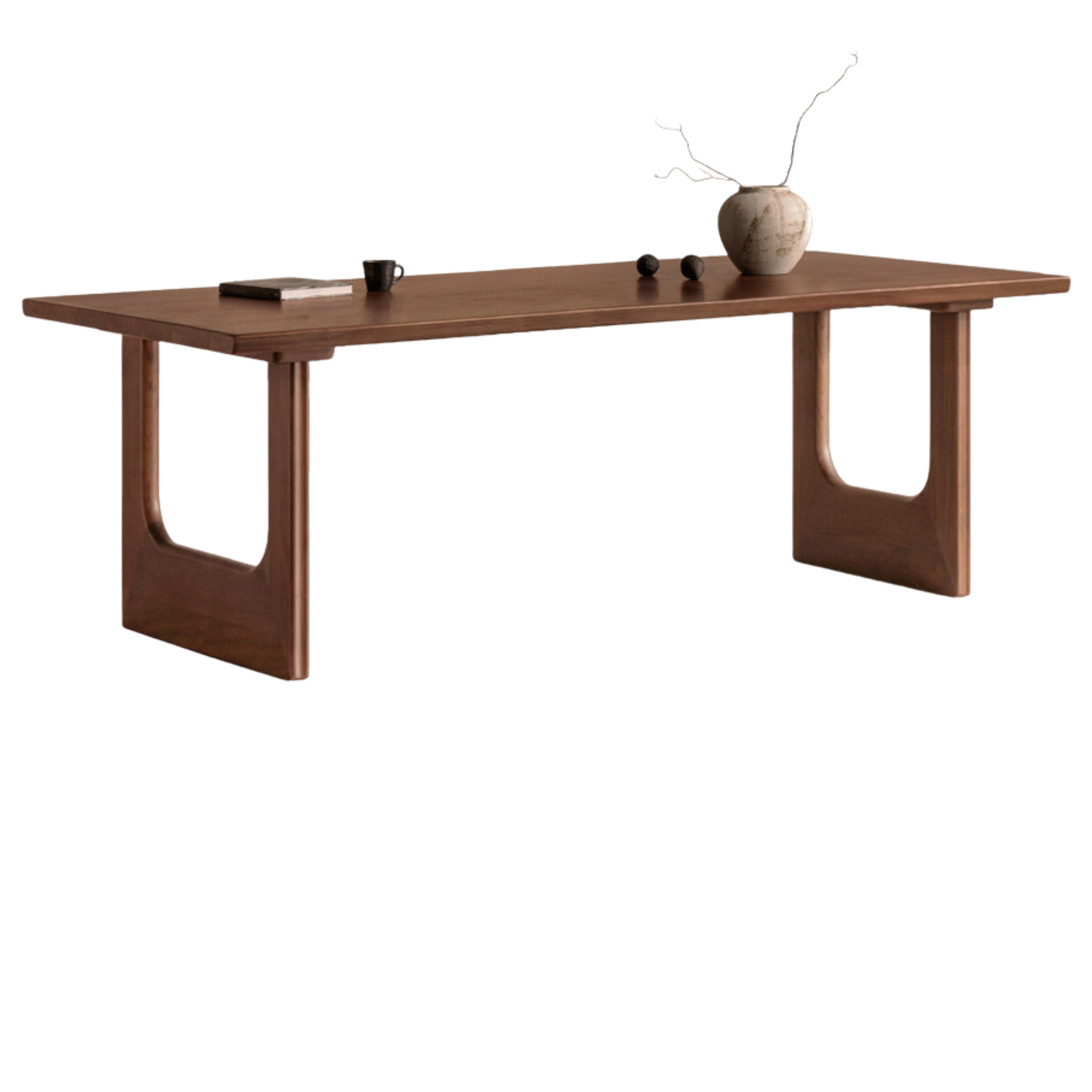 Black Walnut, Sandalwood Solid Wood Wabi Sabi Style Large Board Dining Table
