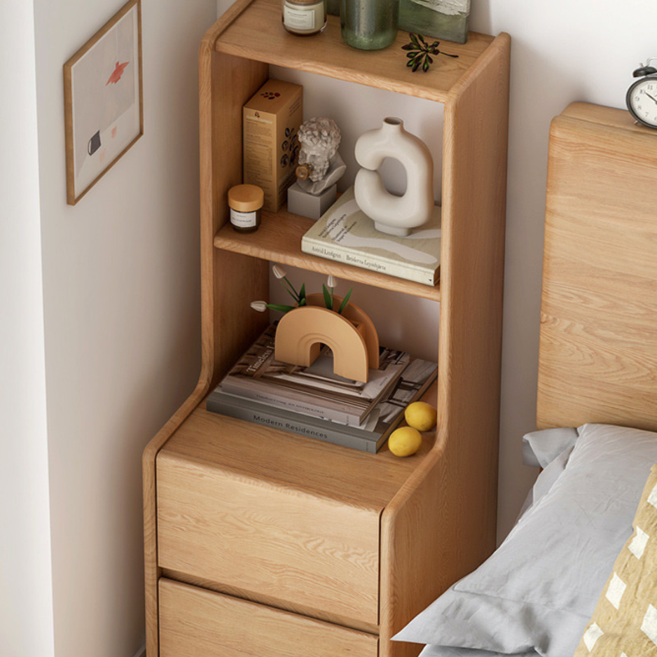Oak Solid Wood Multifunctional High Section Nightstand)