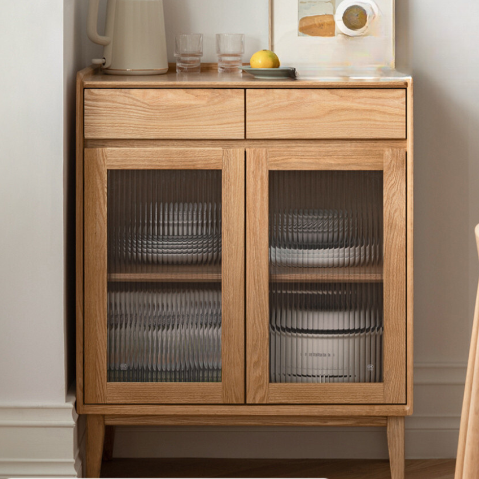 Oak Solid Wood, Solid RubberWood Nordic Modern Sideboard