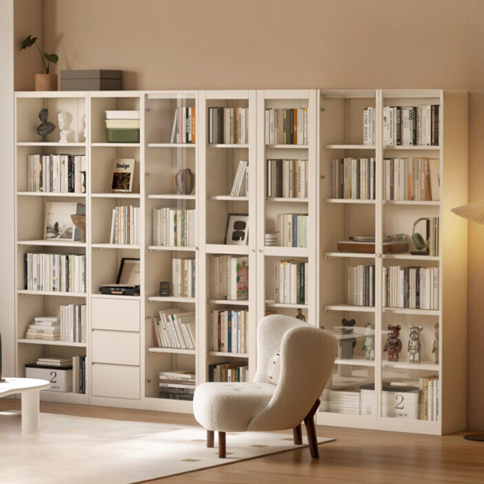Poplar Solid Wood Bookcase Combination Bookshelf Wall-To-Ceiling Bookcase