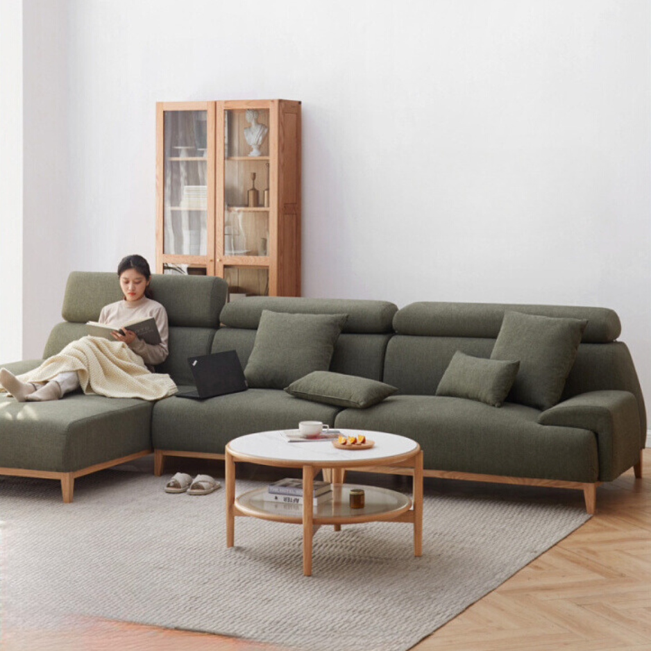 Fabric Modern Corner Sofa with High Back, Frame - Russian Larch