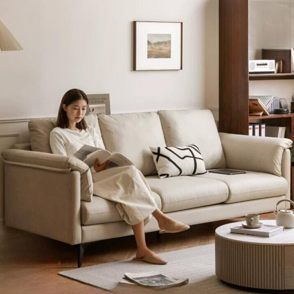 Technology Cloth Glutinous Rice White Sofa.