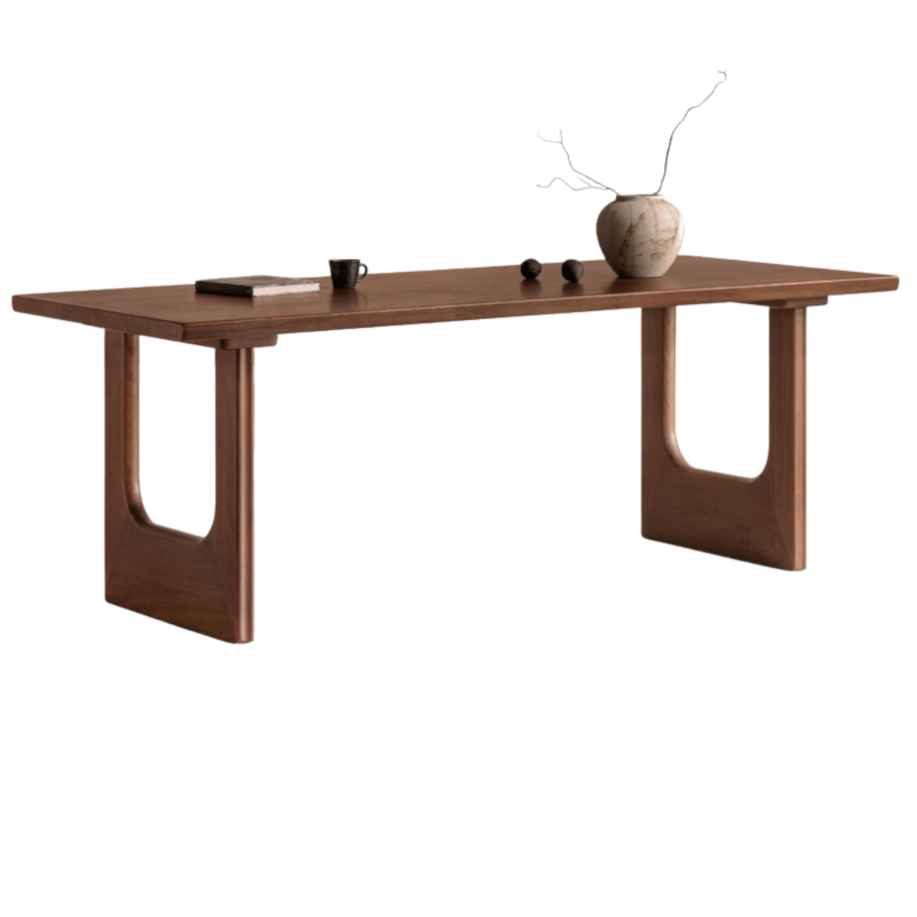 Black Walnut, Sandalwood Solid Wood Wabi Sabi Style Large Board Dining Table