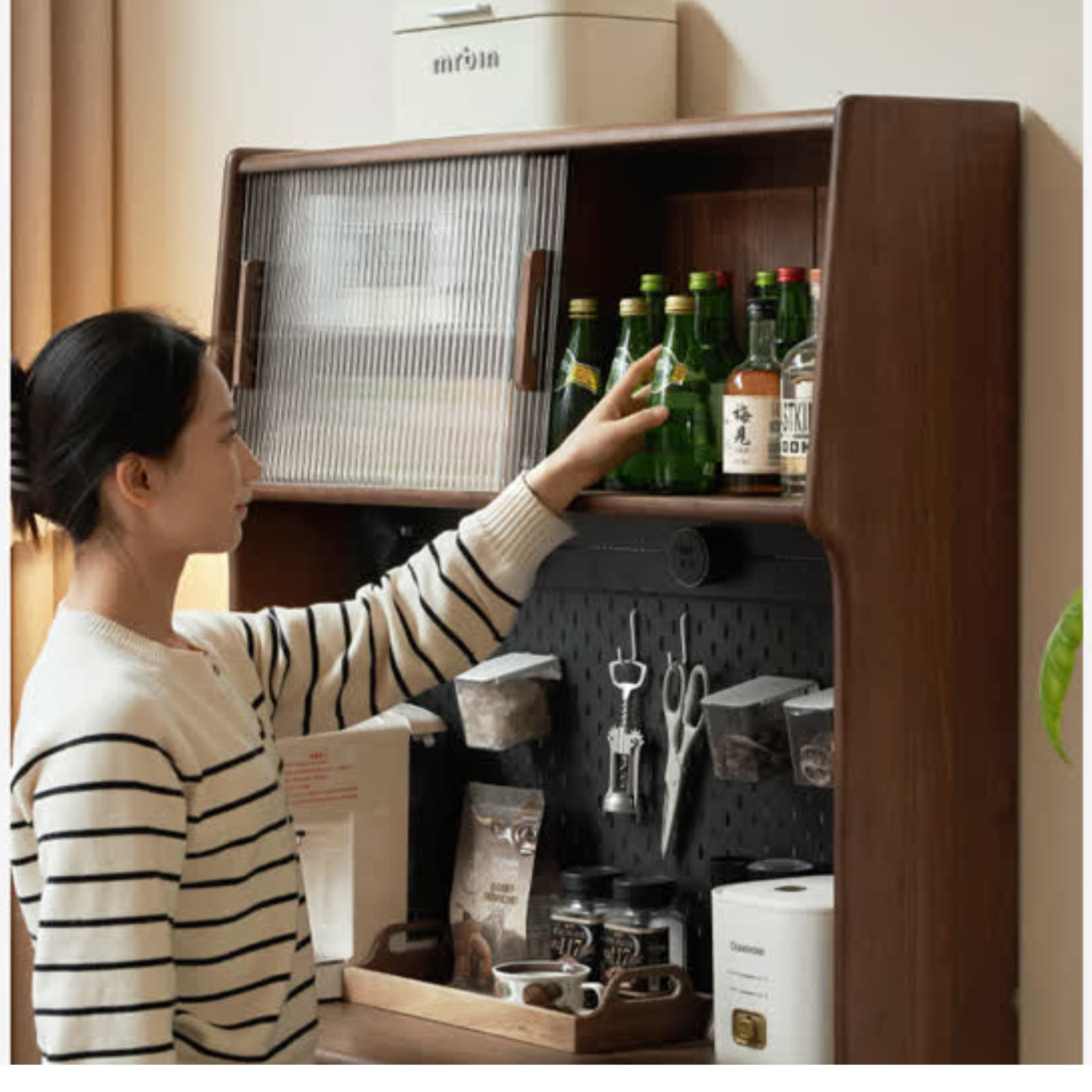 Oak, Black Walnut, South American Walnut, Solid Longan Hardwood, Red Zebrawood Solid Wood Light Luxury Sideboard