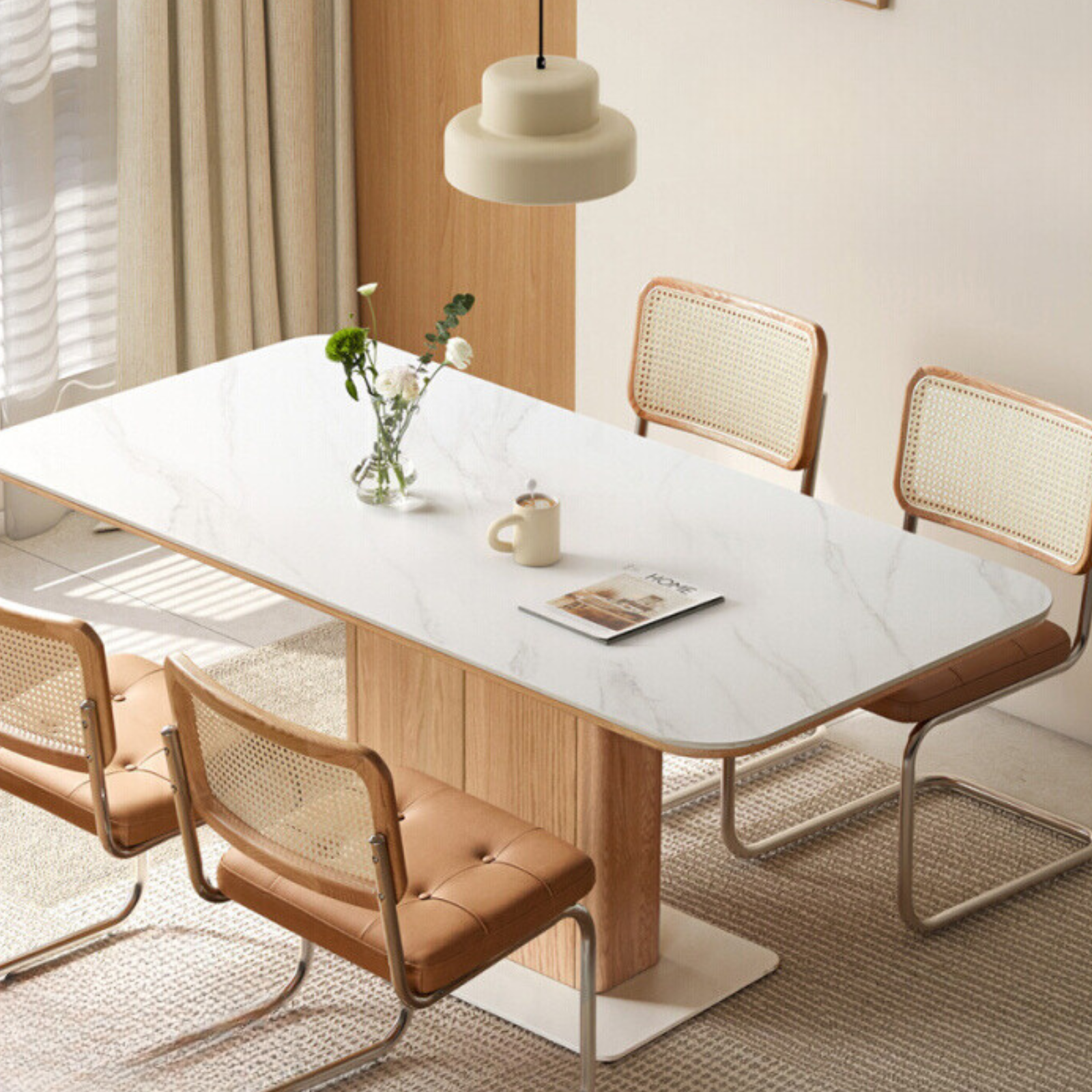 Oak Rock Plate Italian Standing Long Dining Table