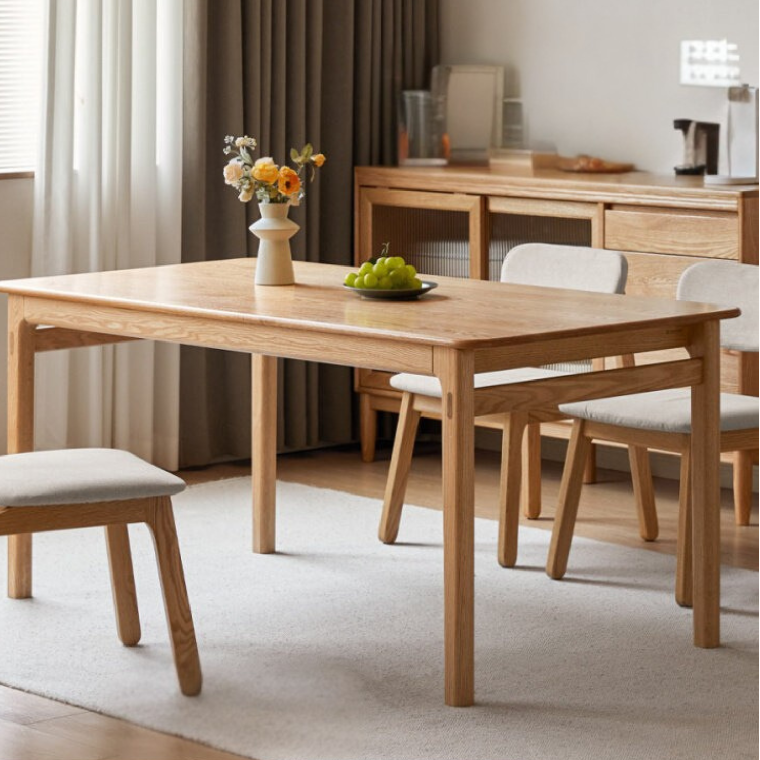Oak Solid Wood Modern Minimalist Long Dining Table