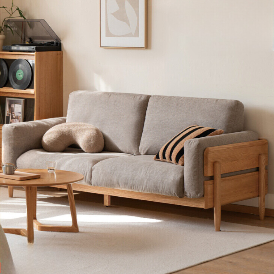 Oak Solid Wood Sofa Modern High Back.