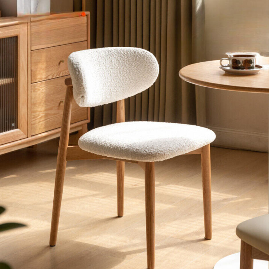 4 pcs set Black Walnut, Ash, Oak Solid Wood Lamb Velvet Cloud Cotton Dining Chair