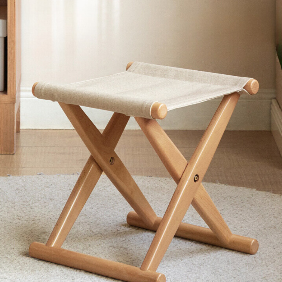 Beech solid wood outdoor portable folding stool