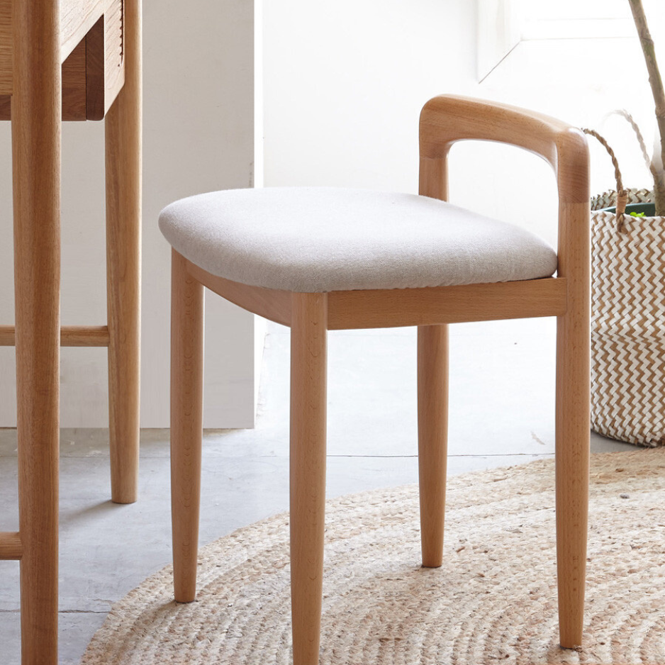 Beech solid wood makeup stool: