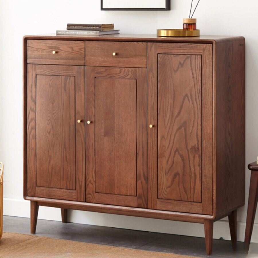 Oak Solid Wood Shoe Cabinet, Entrance Cabinet