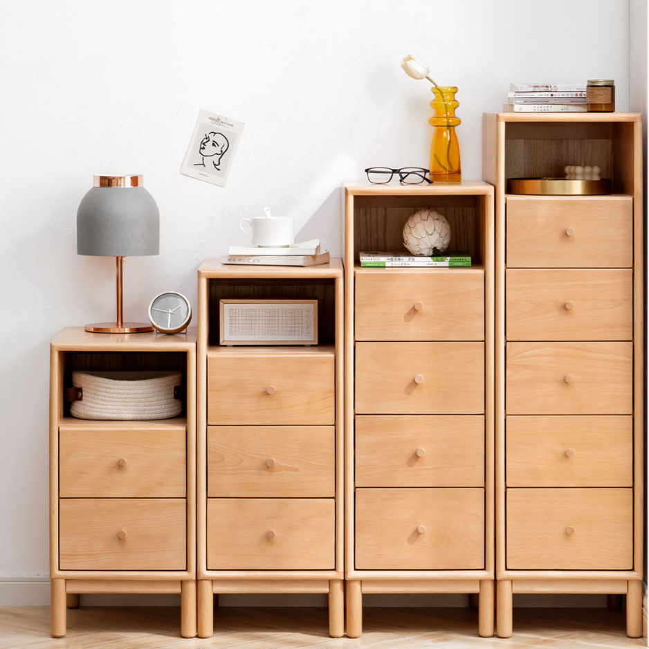European Beech Solid Wood Storage Side Cabinet Combination