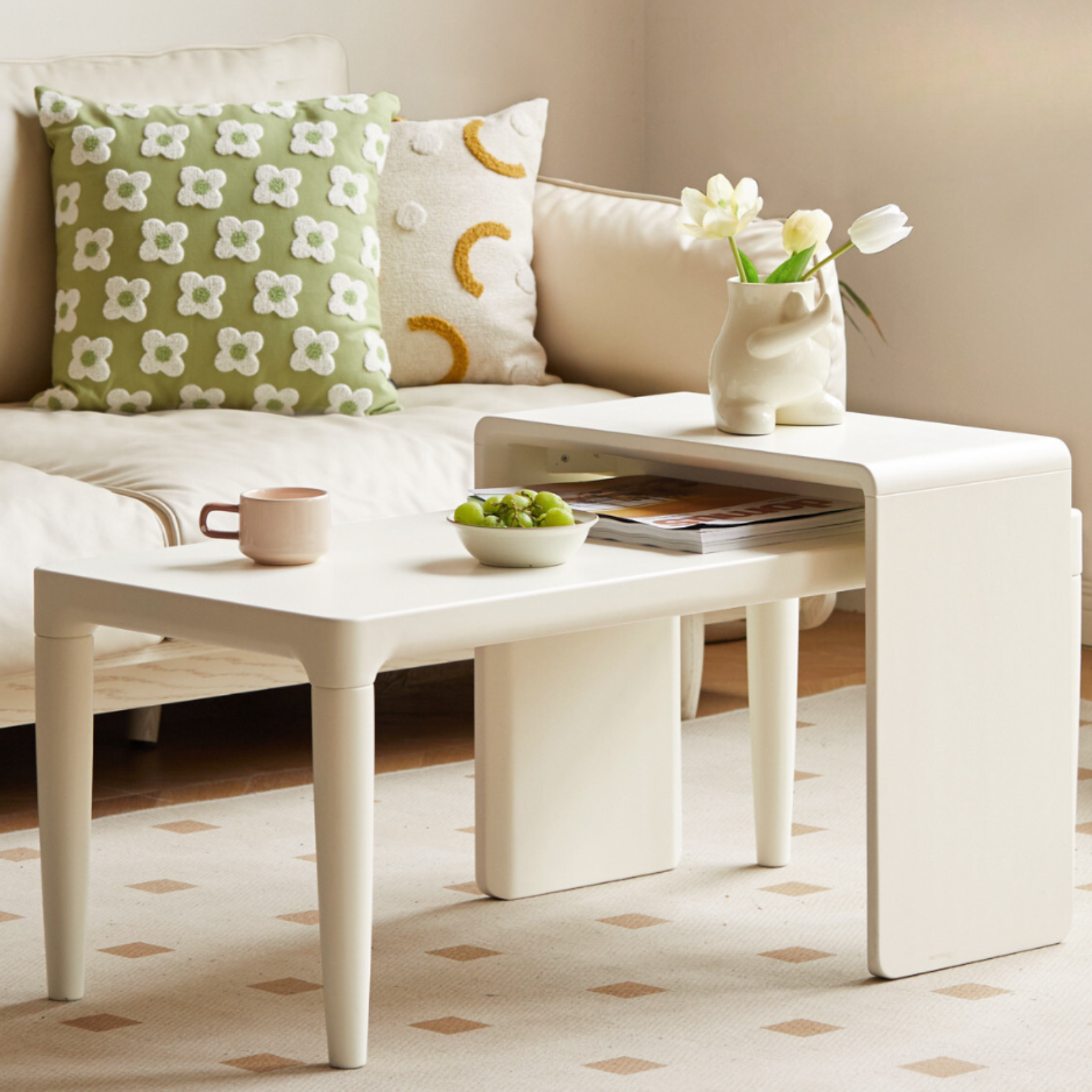 Pine Solid Wood Coffee Table Side Table Nordic Creative Combination