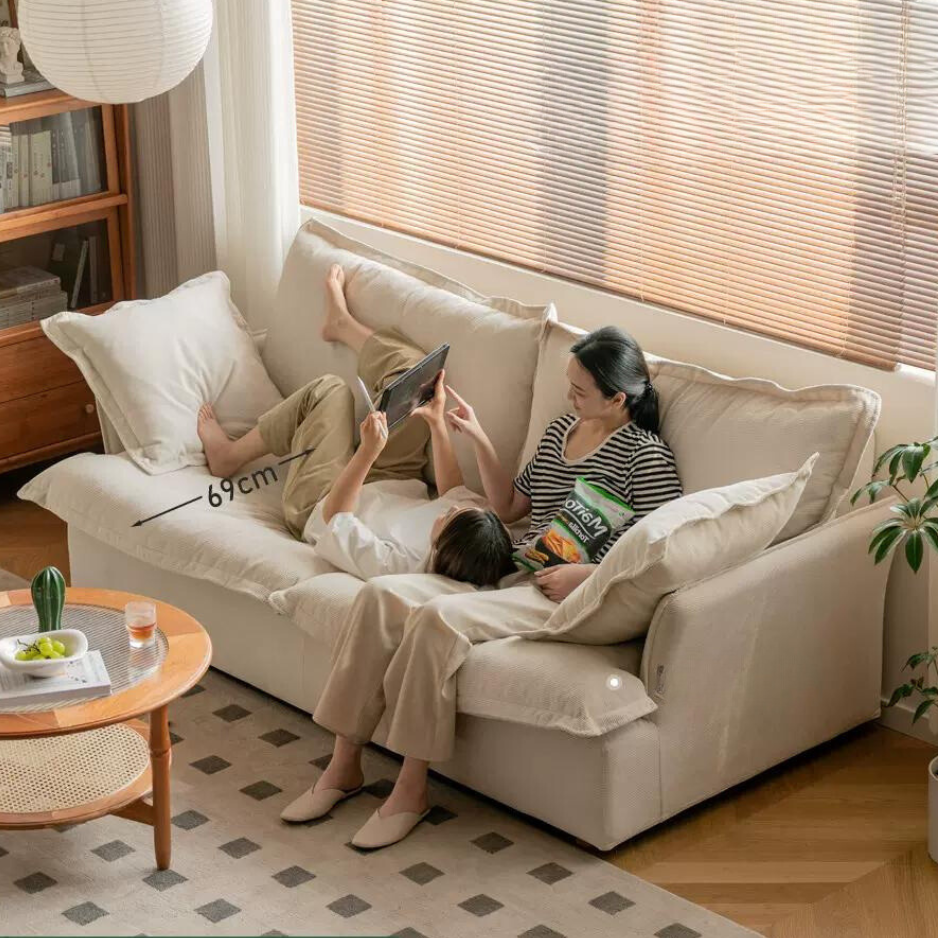 Fabric Down Modern Three-seat Sofa.