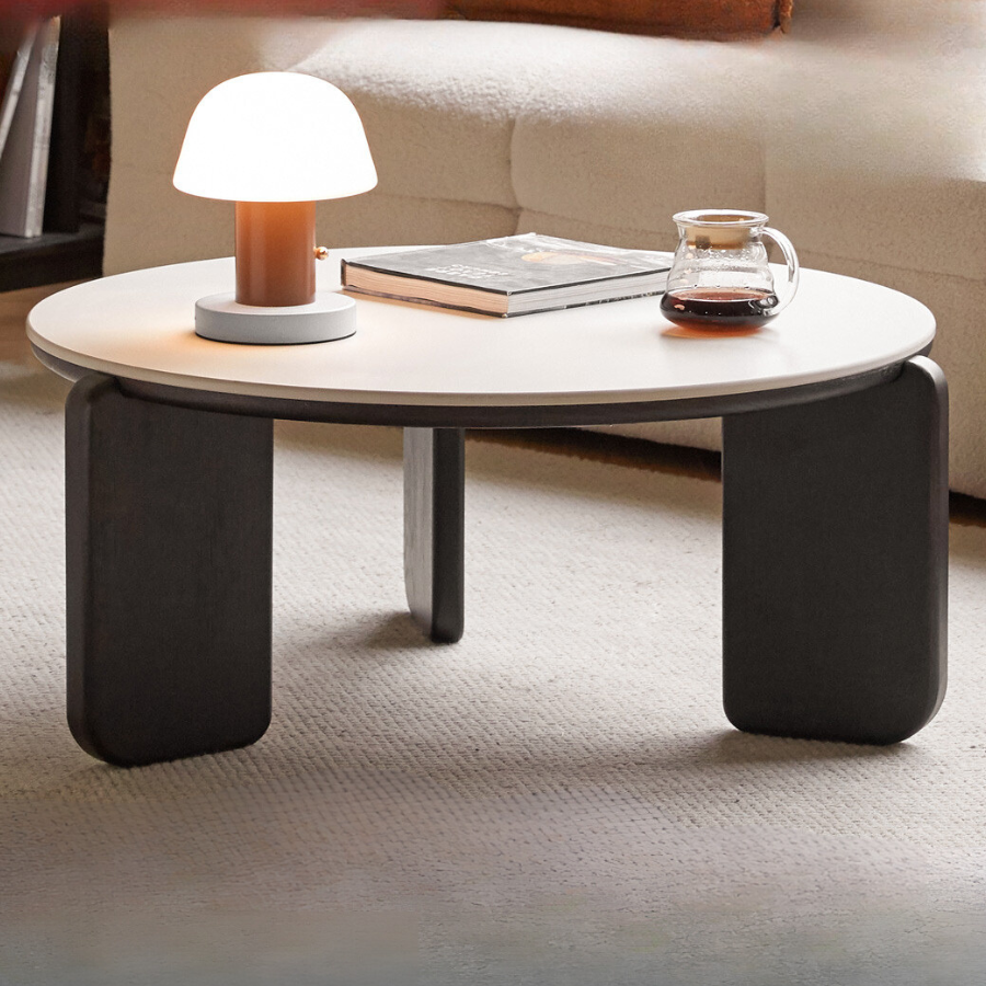 Oak Solid Wood Slate Black Coffee Table