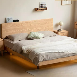 Oak Solid Wood Modern Suspension Bed