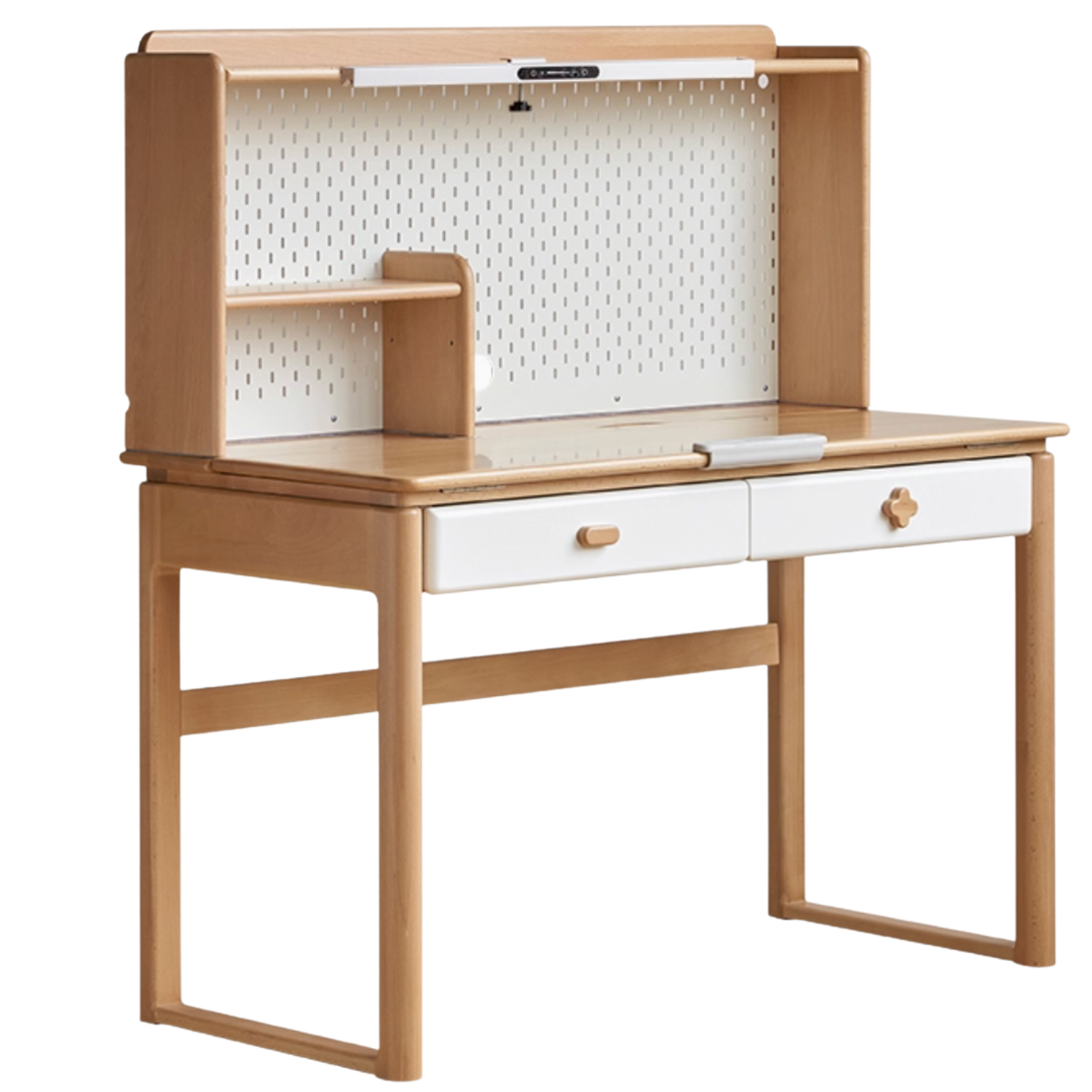 Beech Solid Wood Kids Learning Desk with Eye Protection Lamp