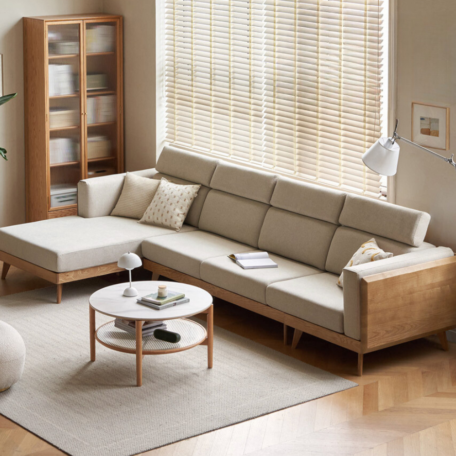 Ash Solid Wood Fabric Sofa.